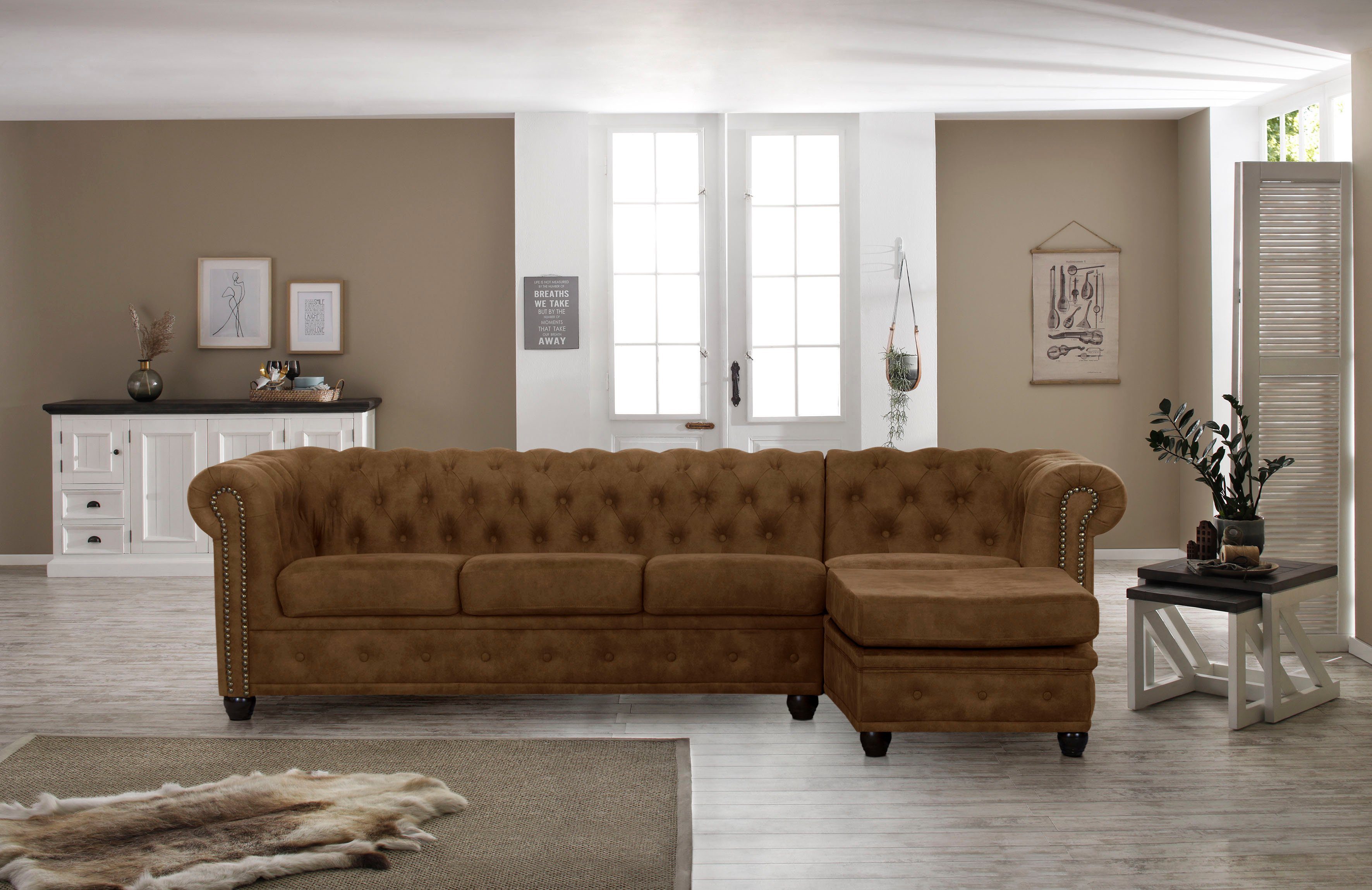 Premium collection by Home affaire Hoekbank Rysum Chesterfield-look met afsluitende ottomane