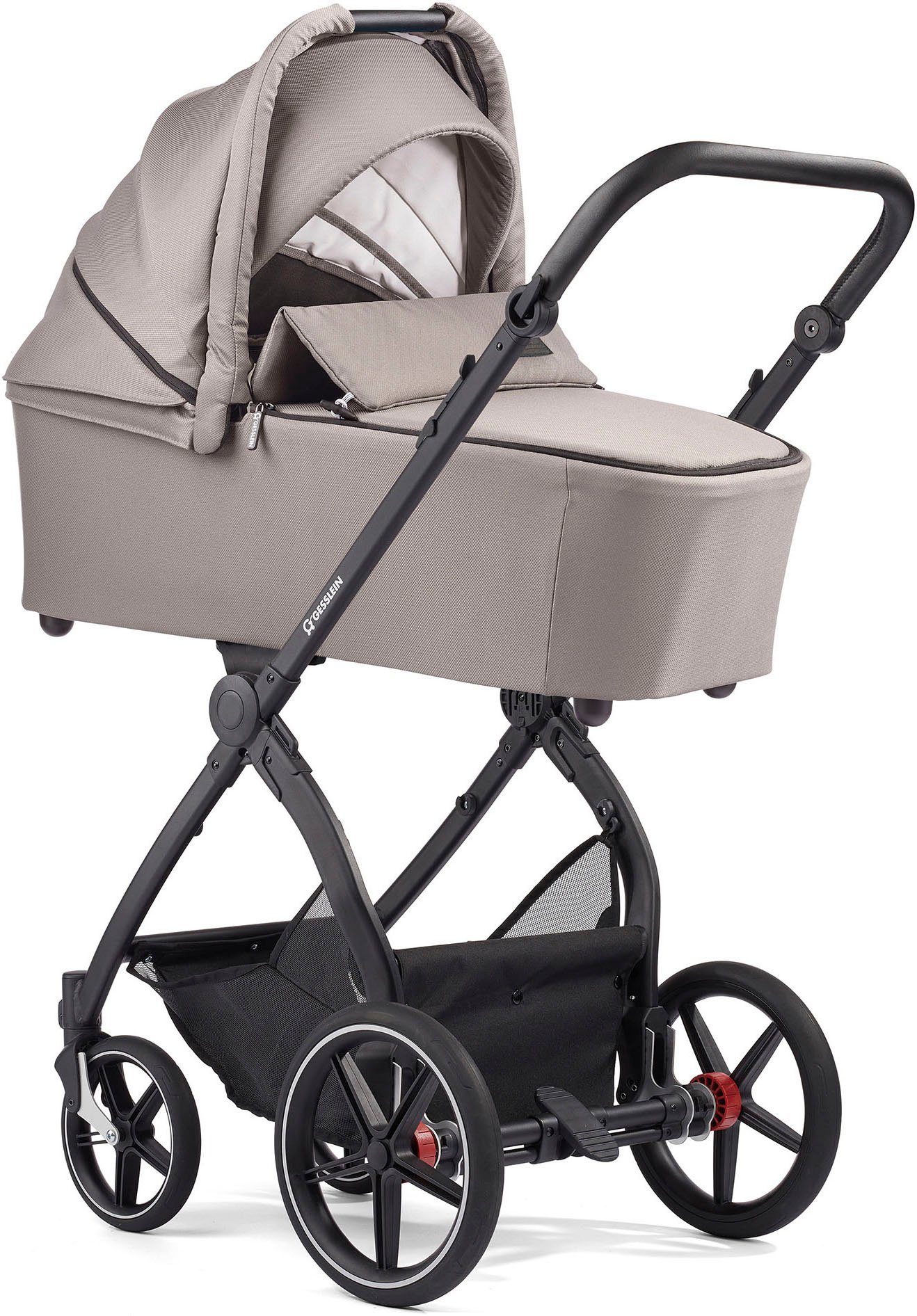 Gesslein Combi-kinderwagen FX4 Soft+ met opzetstuk Classic zwart/zwart, steengrijs