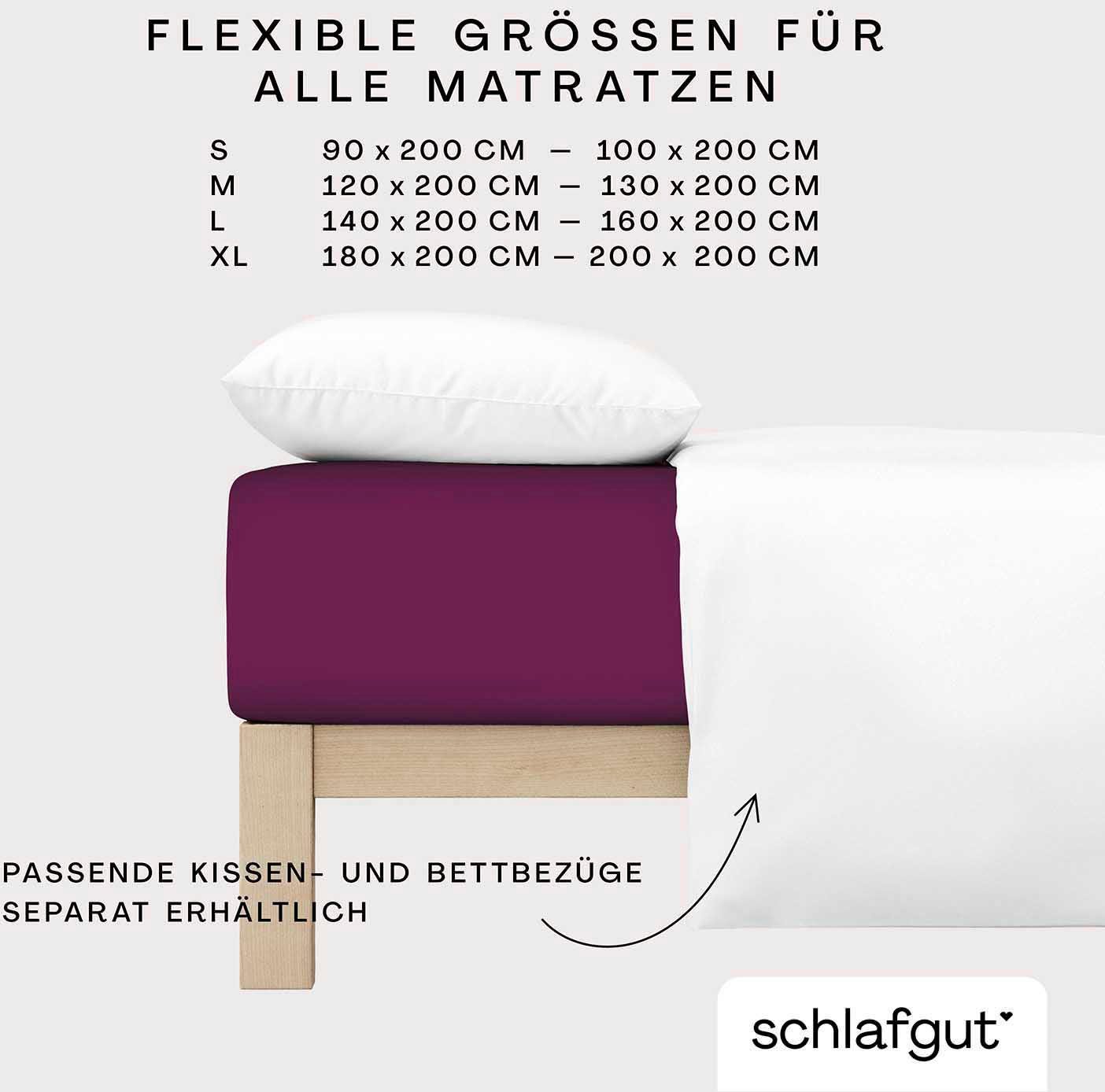 Schlafgut Hoeslaken CASUAL o.a. in maat 90x200, 140x200 of 180x200 cm, 100% biologisch katoen Dekbedovertrek voor matrassen tot 25 cm hoogte, betrouwbaar, duurzaam, zacht (1 stuk)