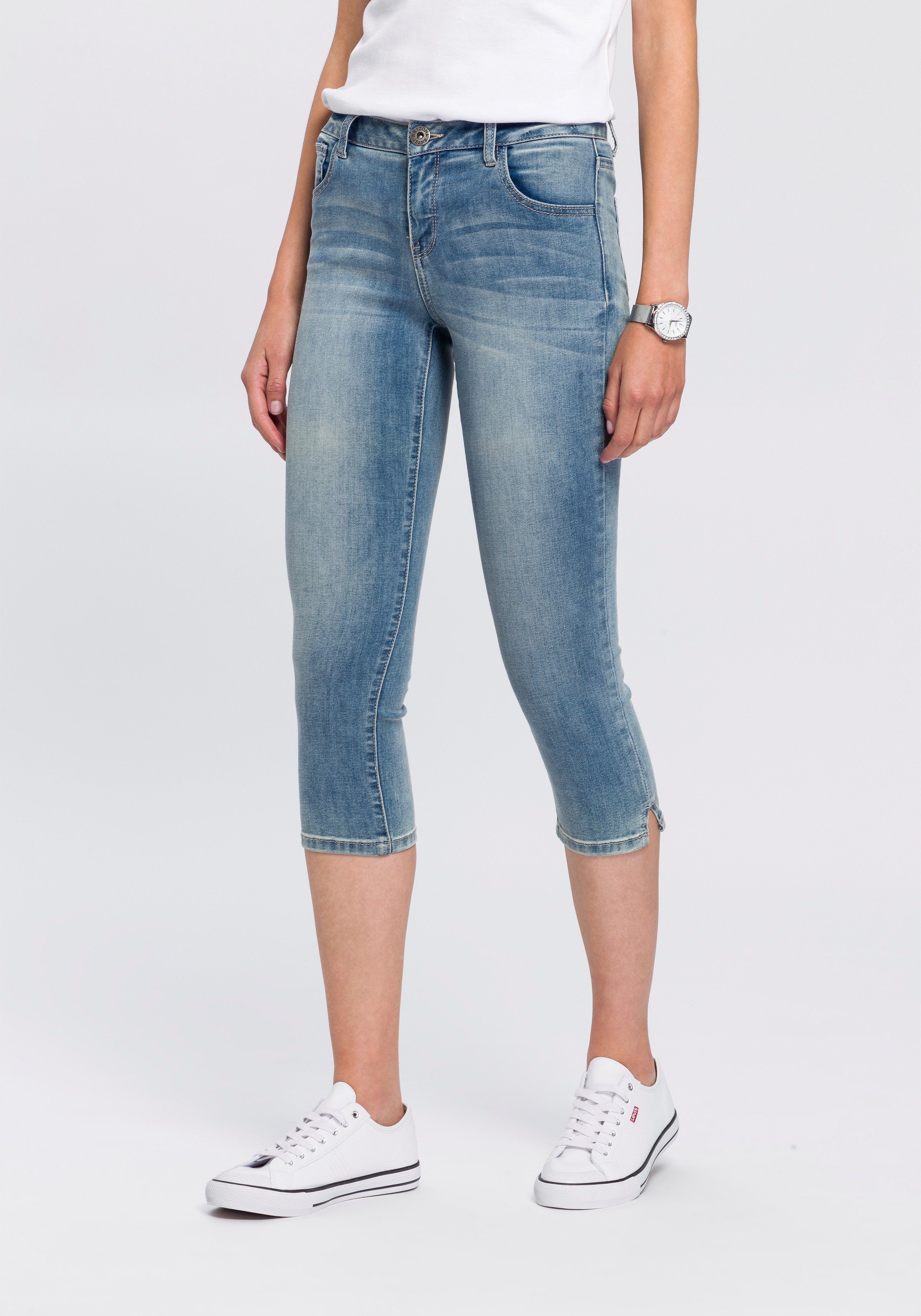 Arizona Capri jeans Ultra Stretch extra-strakke snit, modieuze beenafsluiting met split
