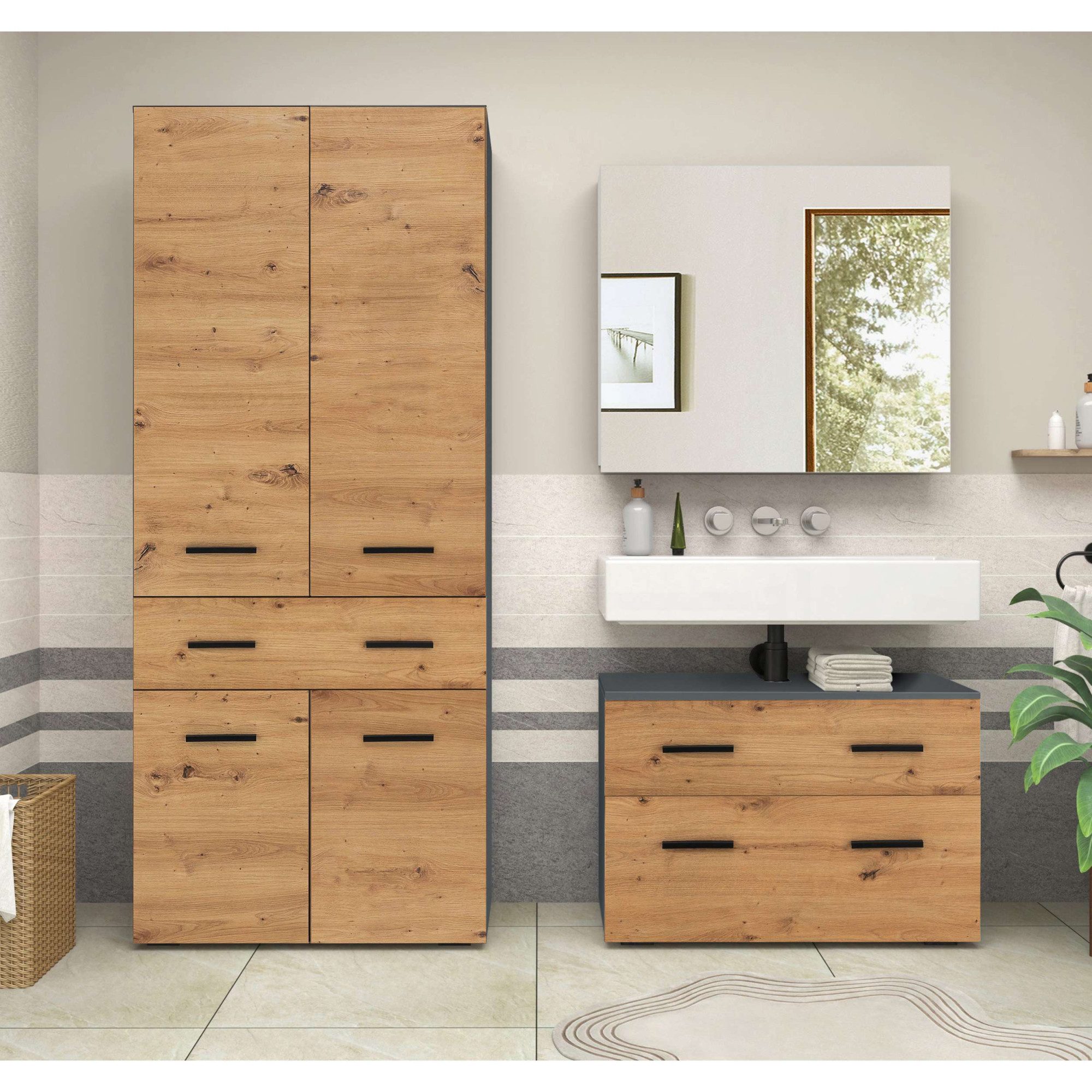 INOSIGN Hoge kast Skara met drie verstelbare legplanken