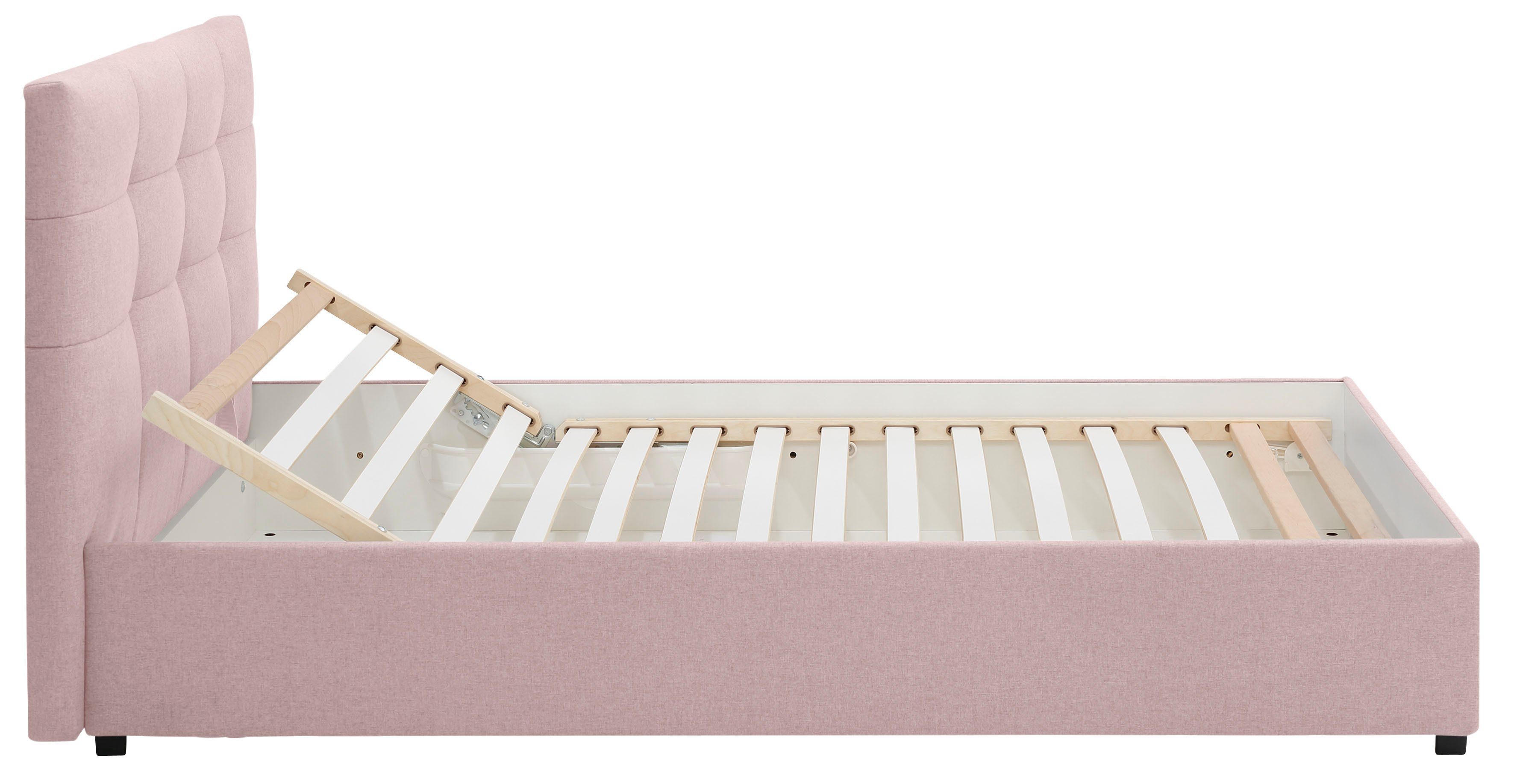 Lüttenhütt Gestoffeerd bed Endres met bedkist, naar keuze zonder matras/lattenbodem of incl. matras