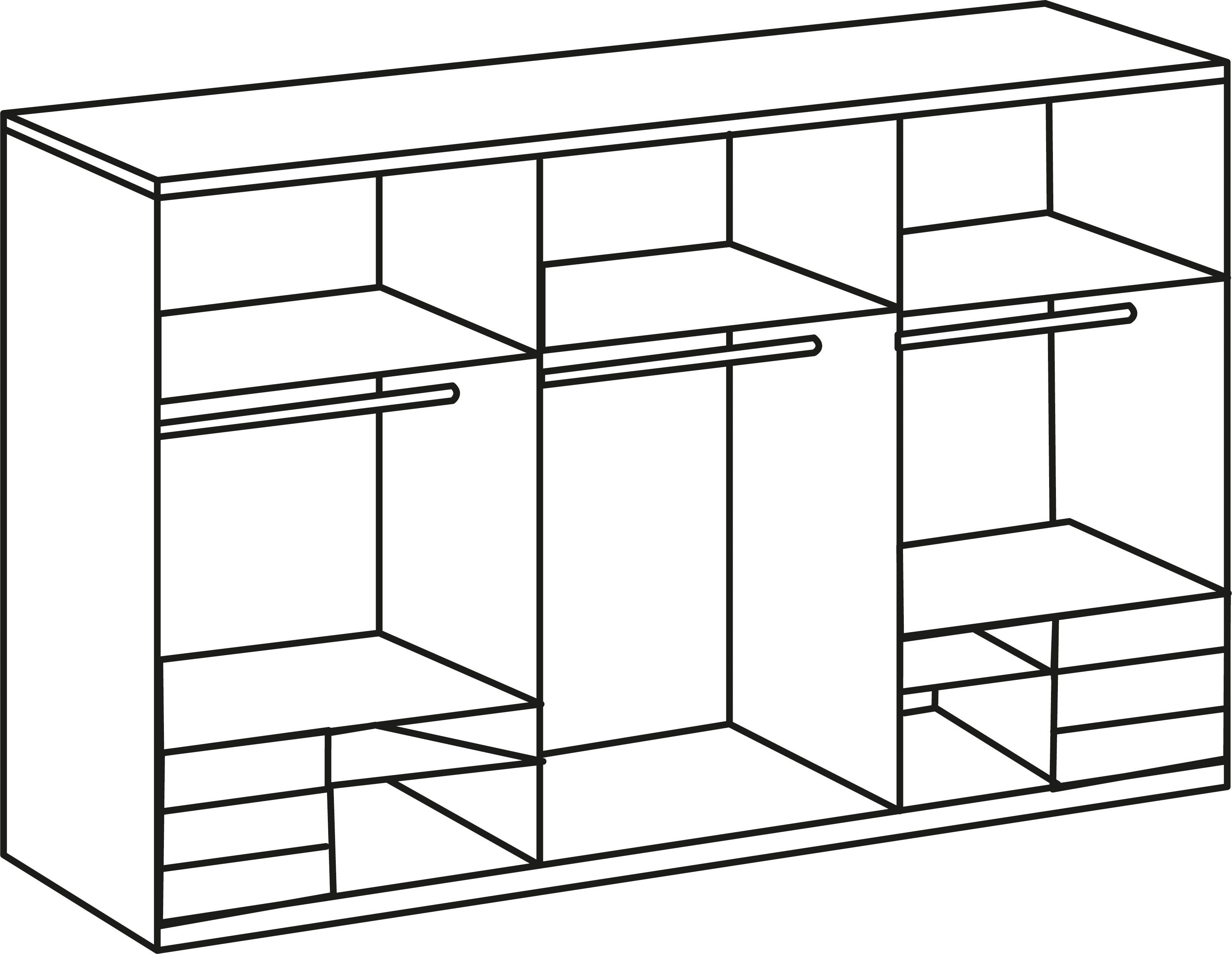 Wimex Zweefdeurkast Level by fresh to go met glazen deuren en synchroon openen