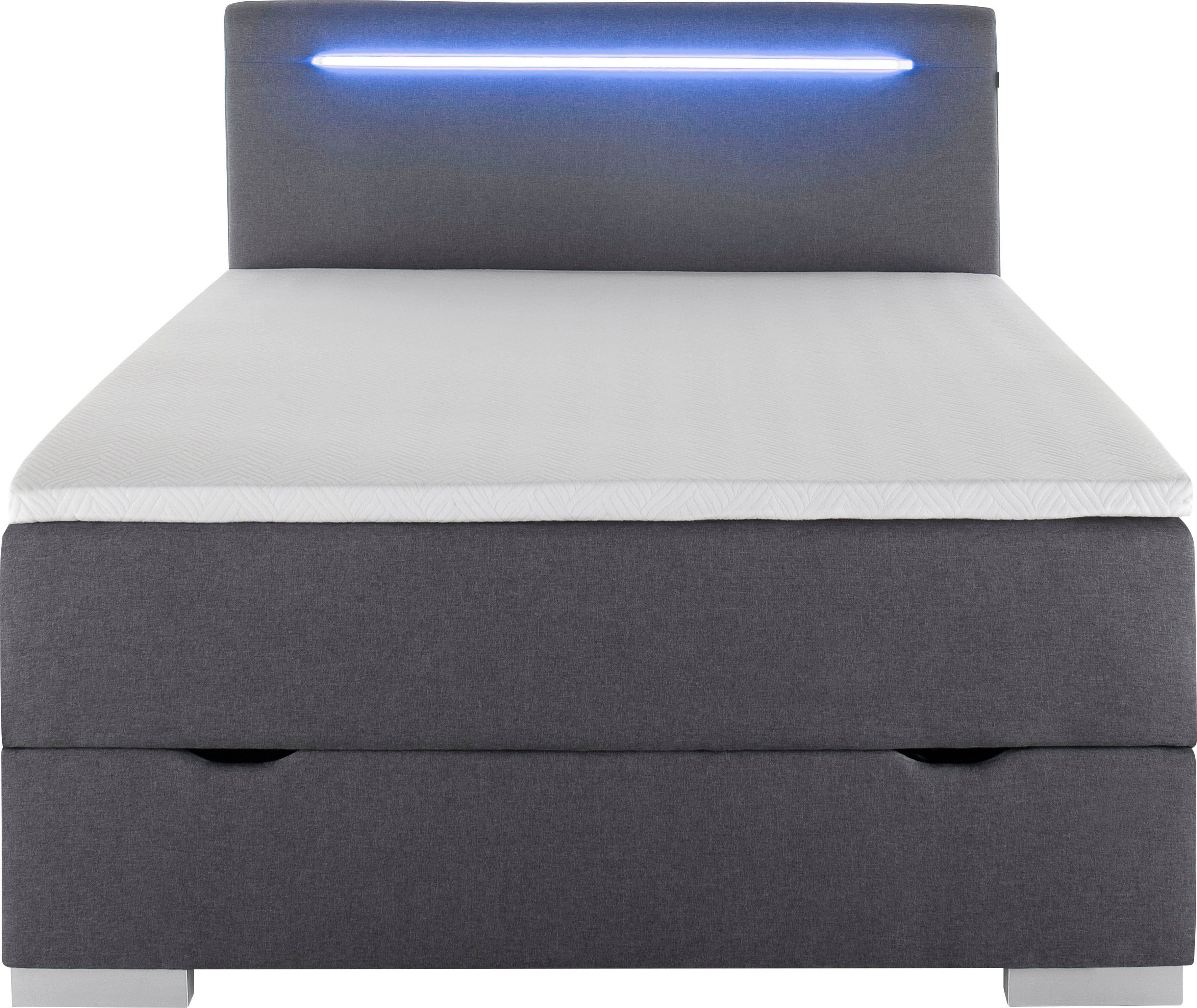 meise.möbel Boxspring Las Vegas 2 inclusief ledverlichting in het hoofdbord, met bedkist en topmatras