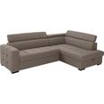 exxpo - sofa fashion hoekbank stiksels op de zitting, naar keuze met slaapfunctie en bedkist, inclusief 3 verstelbare hoofdsteunen bruin