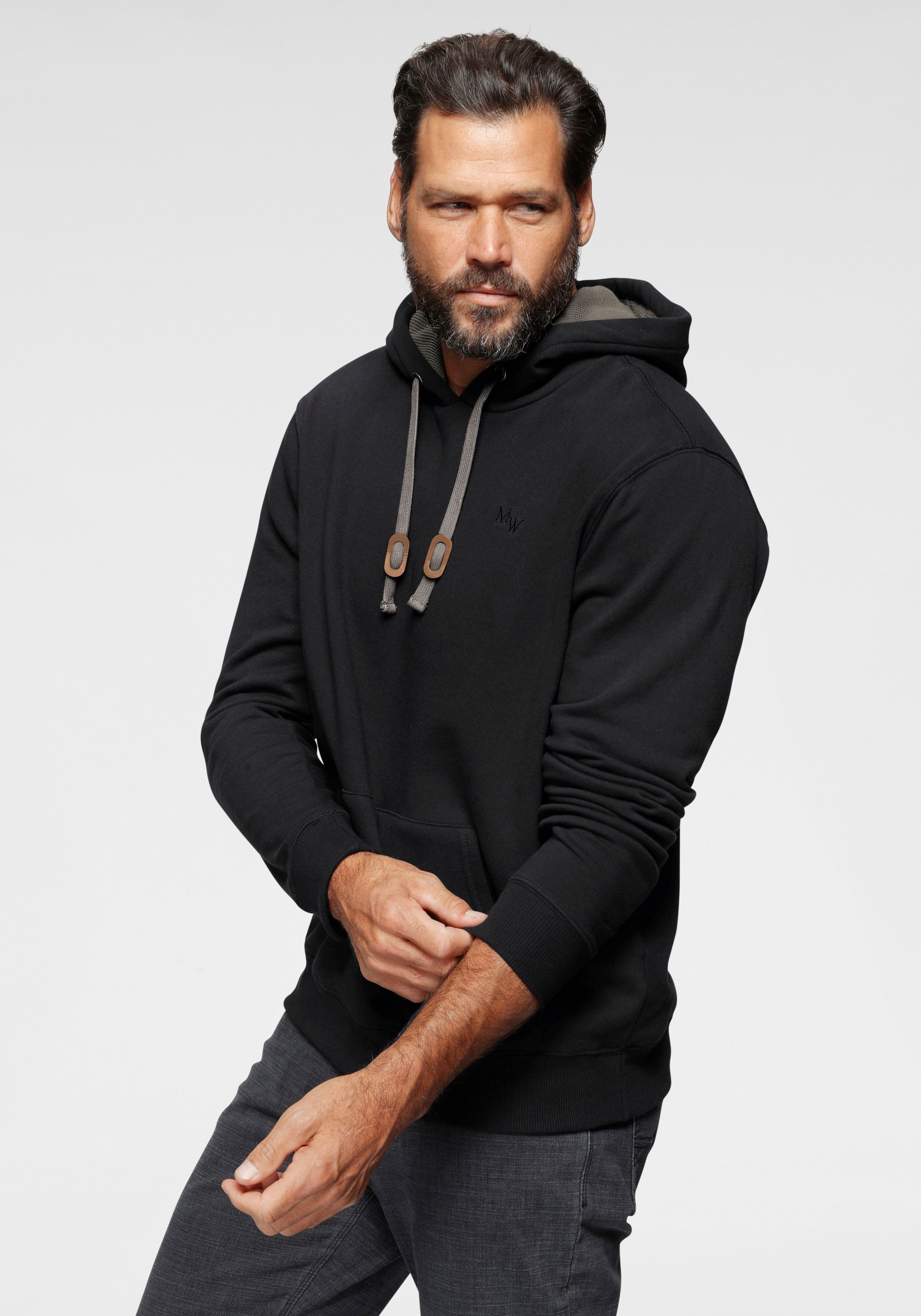 Man's World Hoodie lange mouwen, losse pasvorm, effen, met capuchon