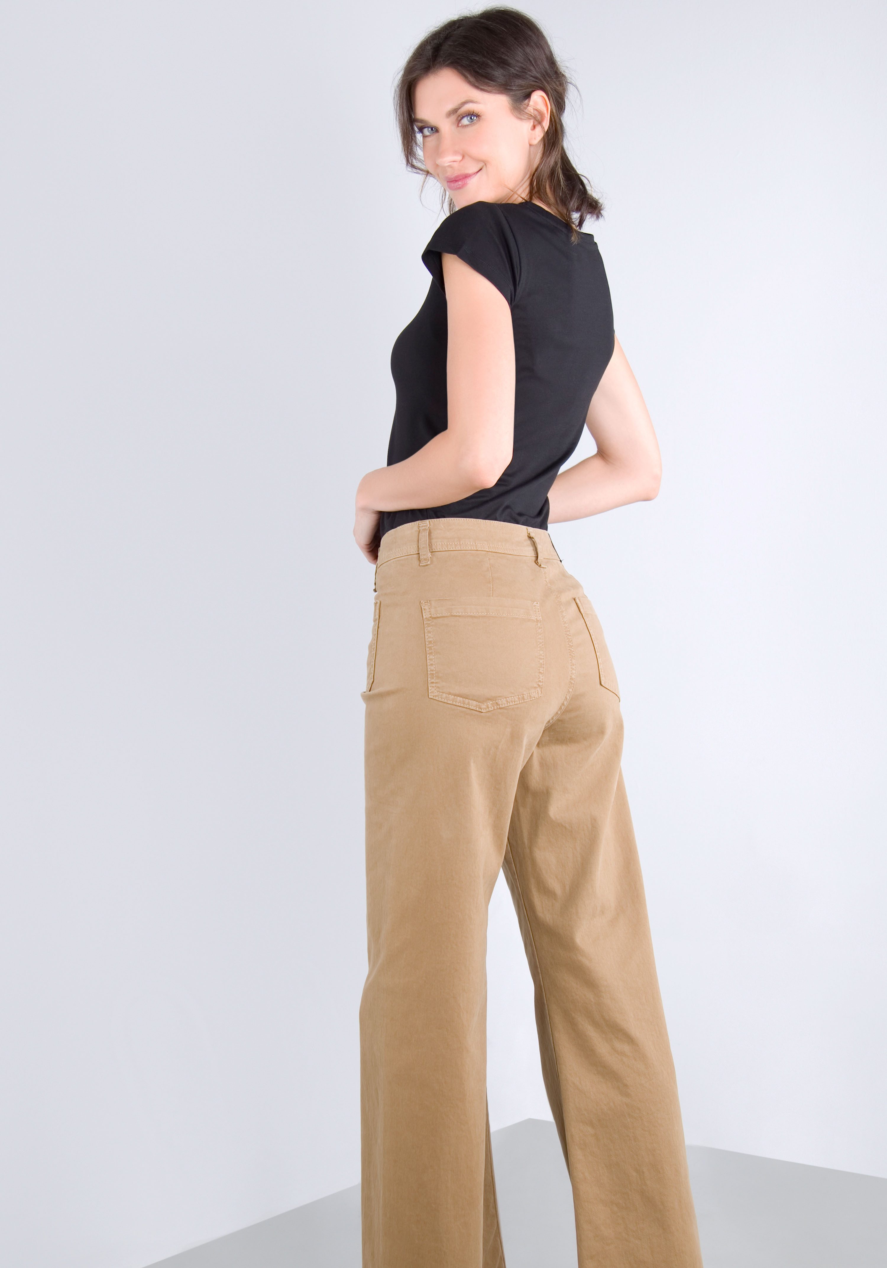 Please Jeans Broek met wijde pijpen van hoogwaardige katoenmix met stretch