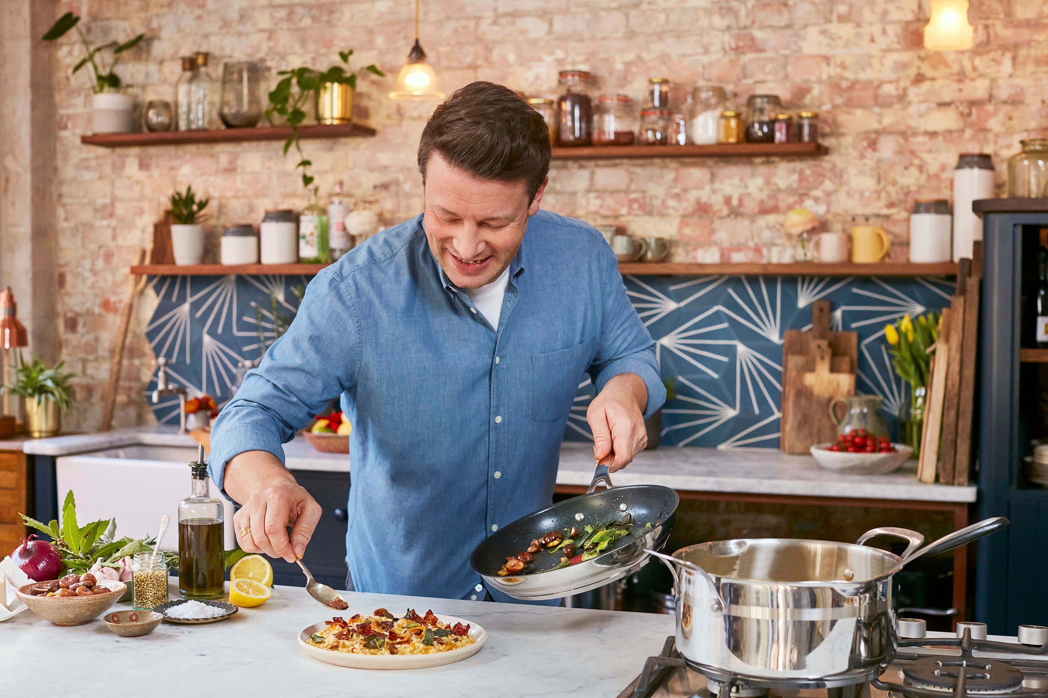 Tefal Pannenset Jamie Oliver Cook Smart Anti-aanbak coating, inductie, thermo-signaal, vaatwasmachinebestendig (set, 2-delig)