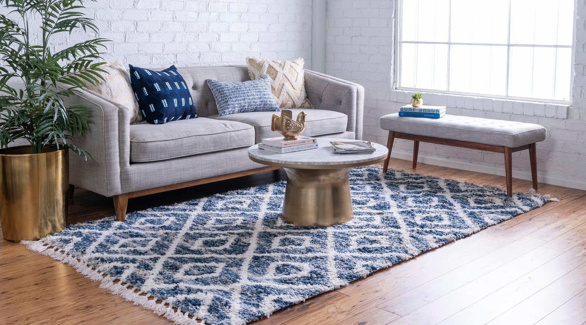 Myflair Möbel & Accessoires Hoogpolig vloerkleed Top Shag, MAGAZIJNOPRUIMING! geweven, geruit design, gemêleerde look, zacht & behaaglijk, met franje