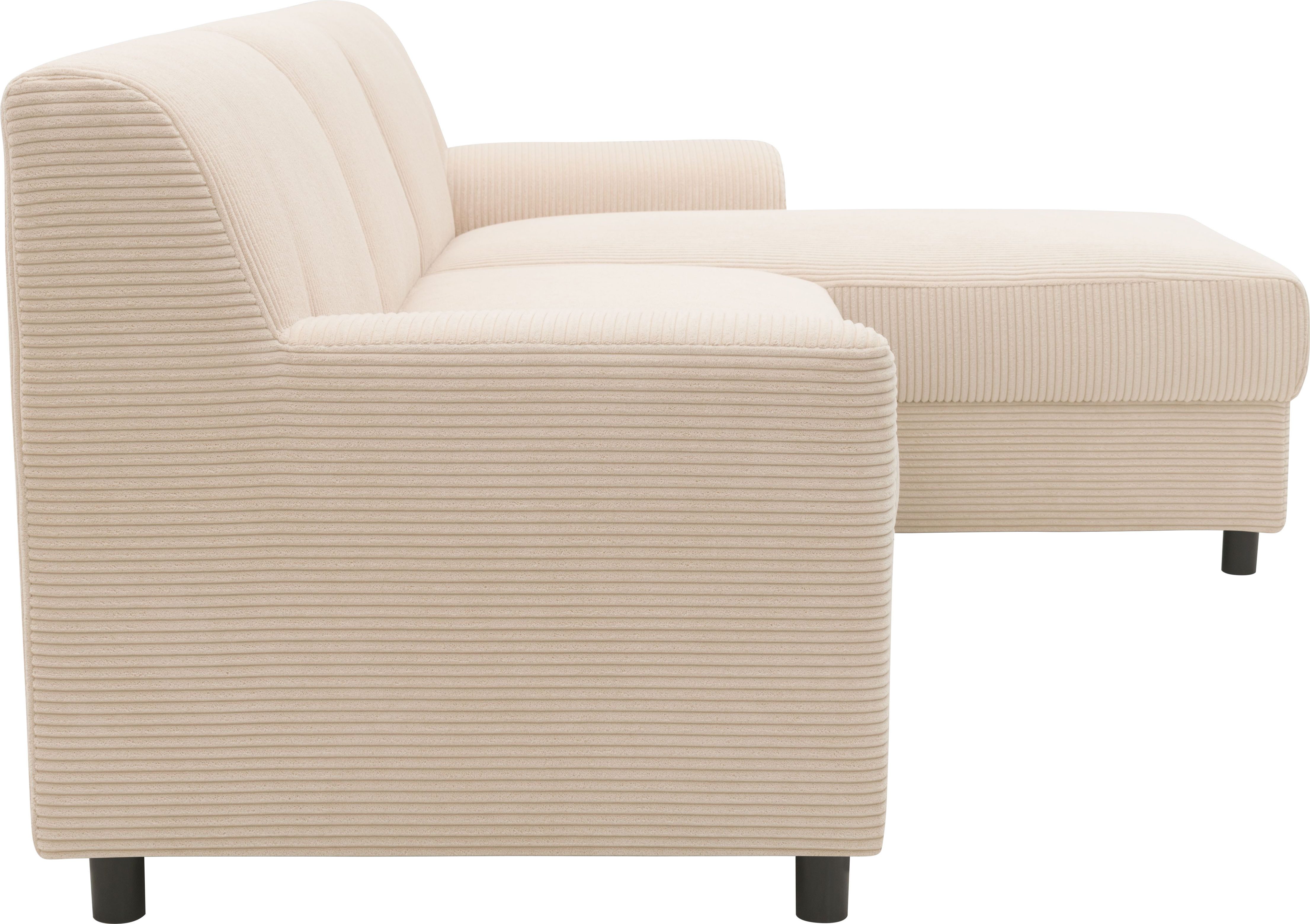INOSIGN Hoekbank Turah 2, L-vorm, in Cord en waterafstotende microvezel, Vering B/D/H: 241/146/79 cm, incl. sierkussen, optioneel met bedfunctie