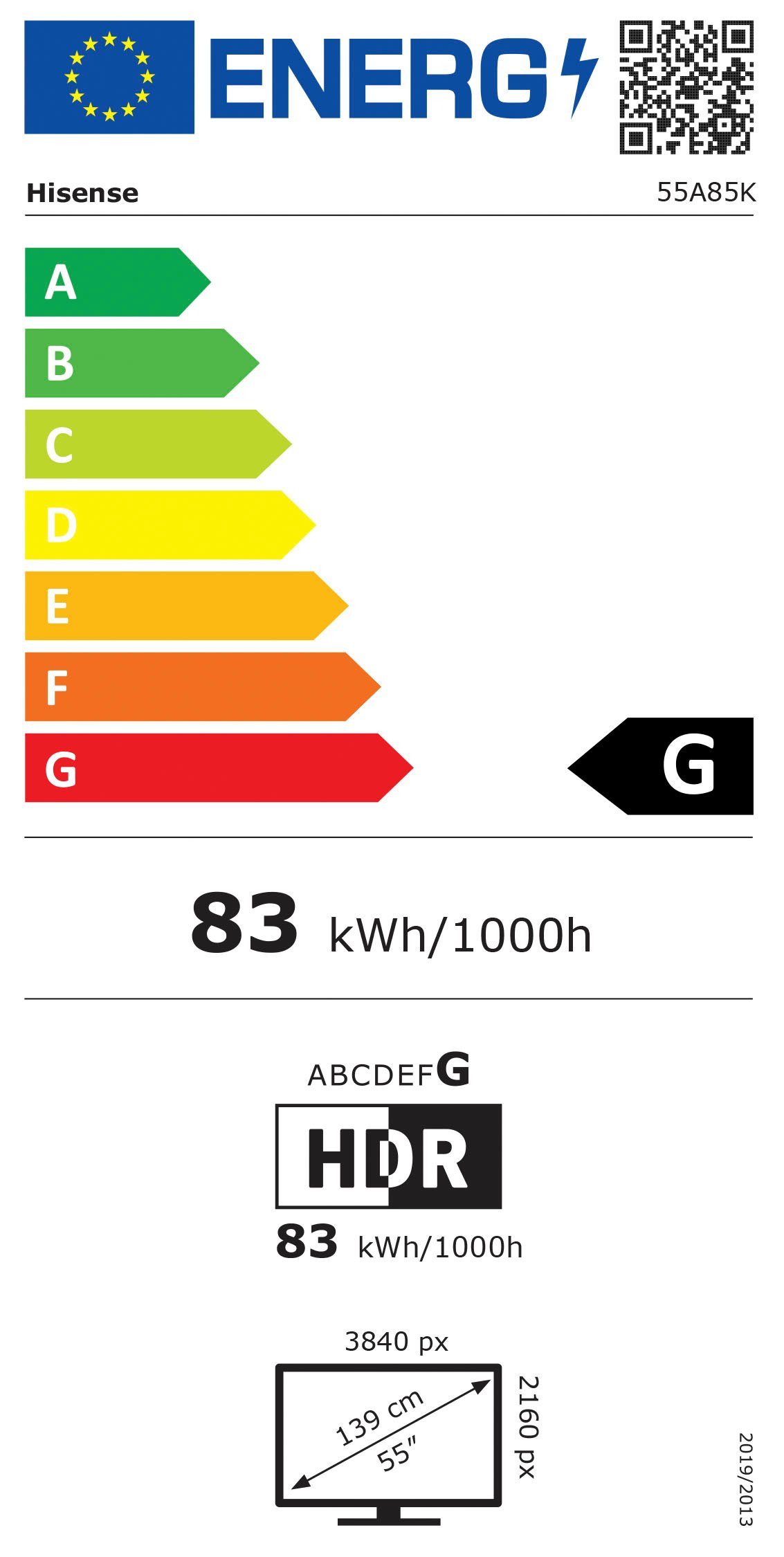 Hisense OLED-TV 55A85K, 139 cm / 55", 4K Ultra HD, Smart TV