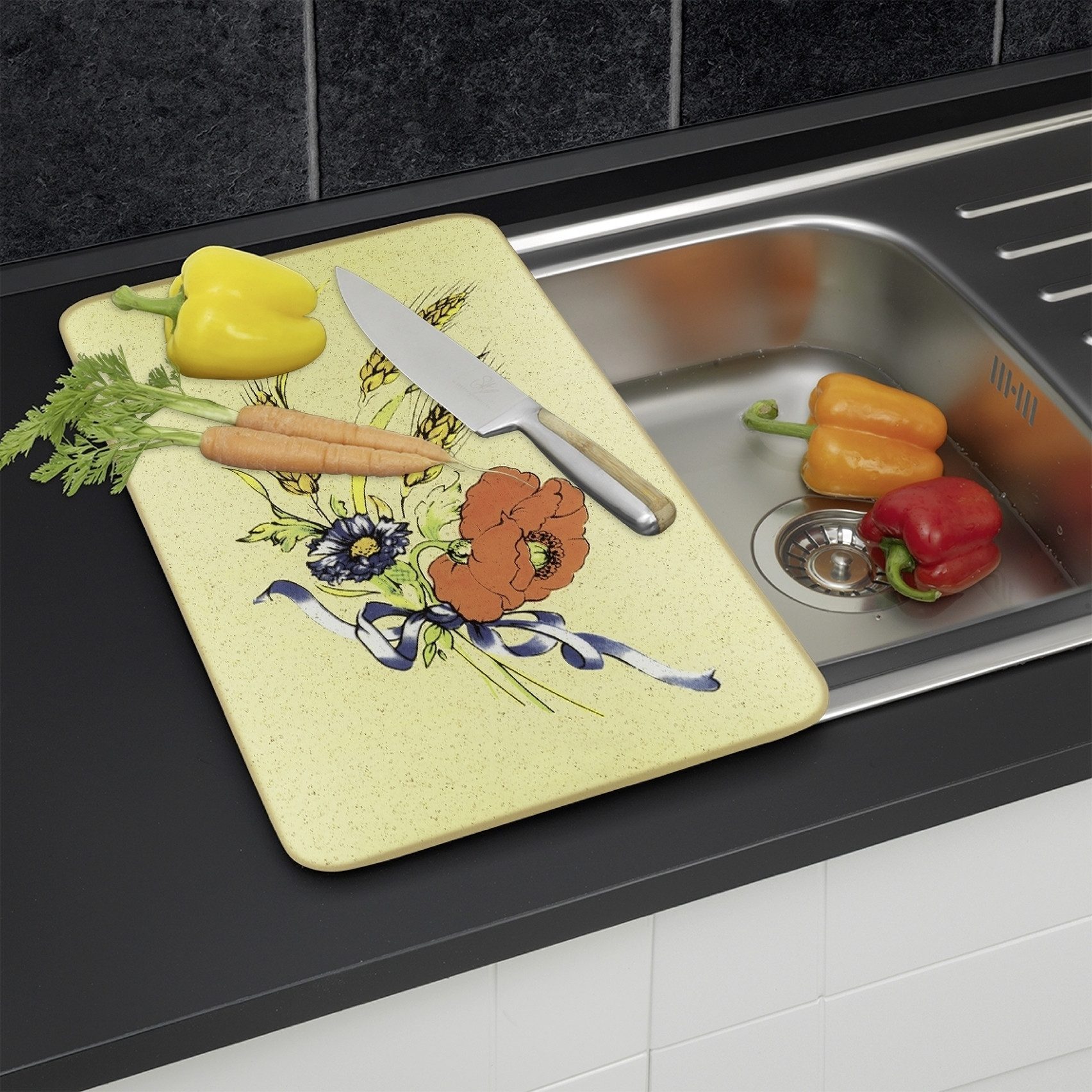 WENKO Kookplaatdeksel Universeel model Korenbloemen (set, 2-delig)