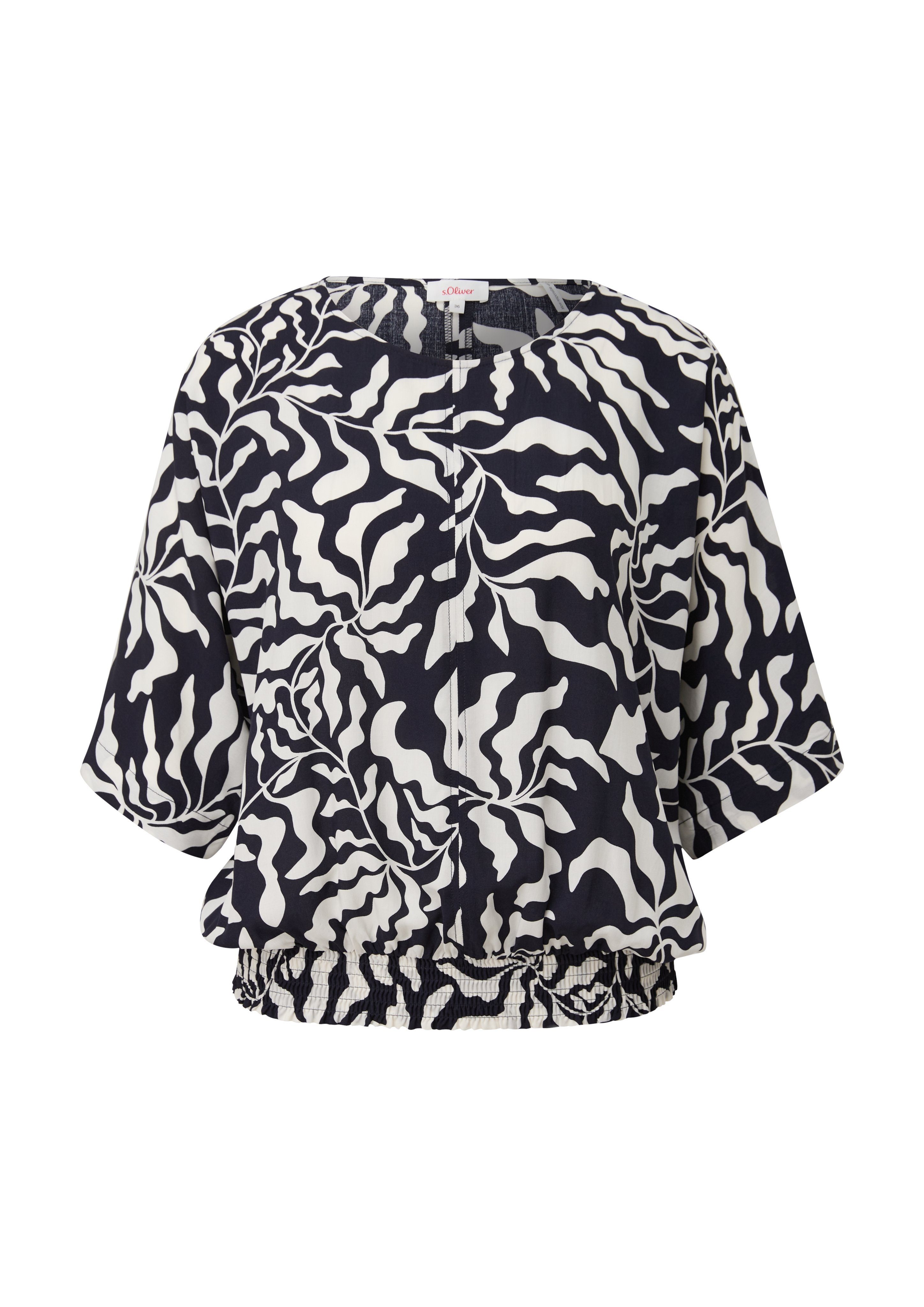 s.Oliver Gedessineerde blouse met gesmokte band