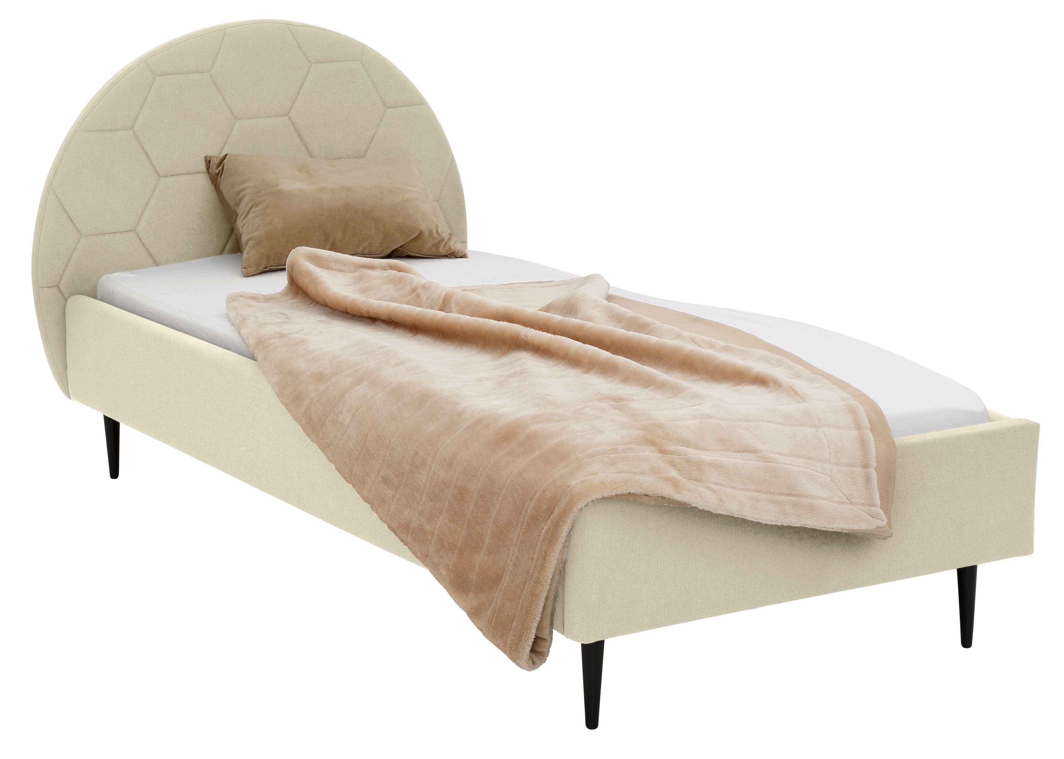 Lüttenhütt Gestoffeerd bed Gebko prettig bekleed hoofdbord met decoratief honingraatmotief