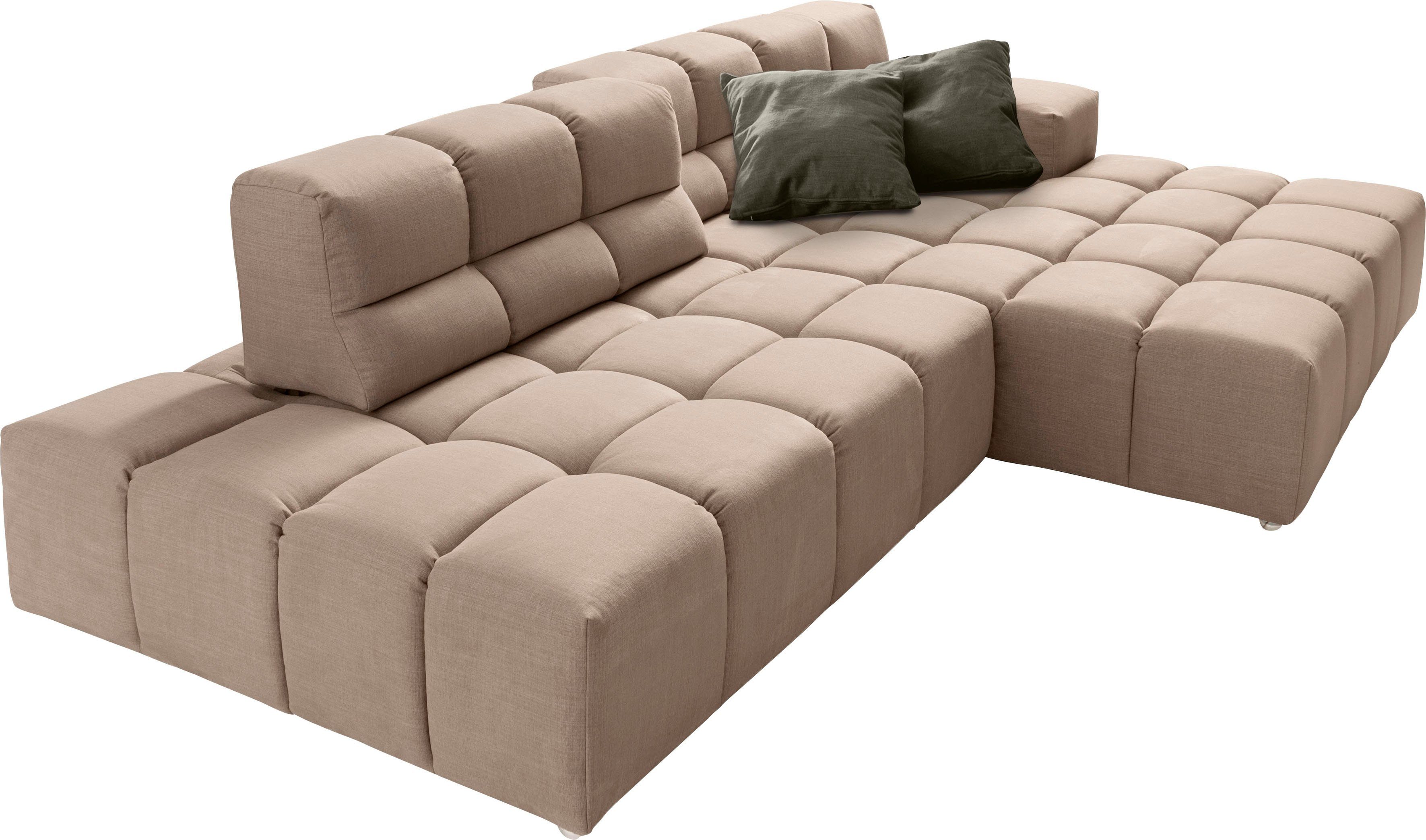 designwerk Hoekbank Temple, designsofa ontmoet hoog zitcomfort, L-vorm Recamiere links of rechts, met verstelling zitdiepte