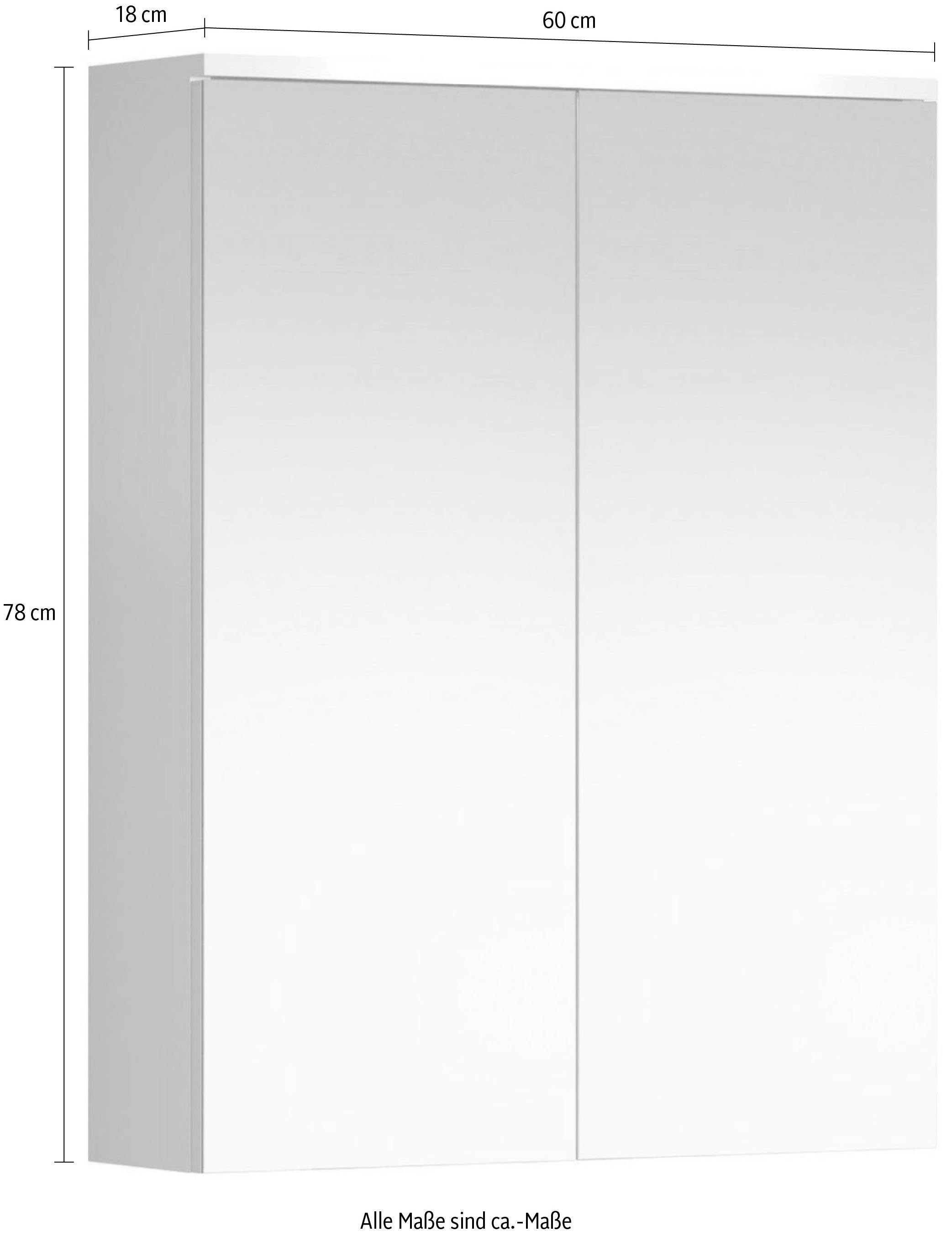 welltime Spiegelkast Praag Badspiegel in wit hoogglans - afmetingen (B/D/H) 60/18/78 cm (1 stuk)