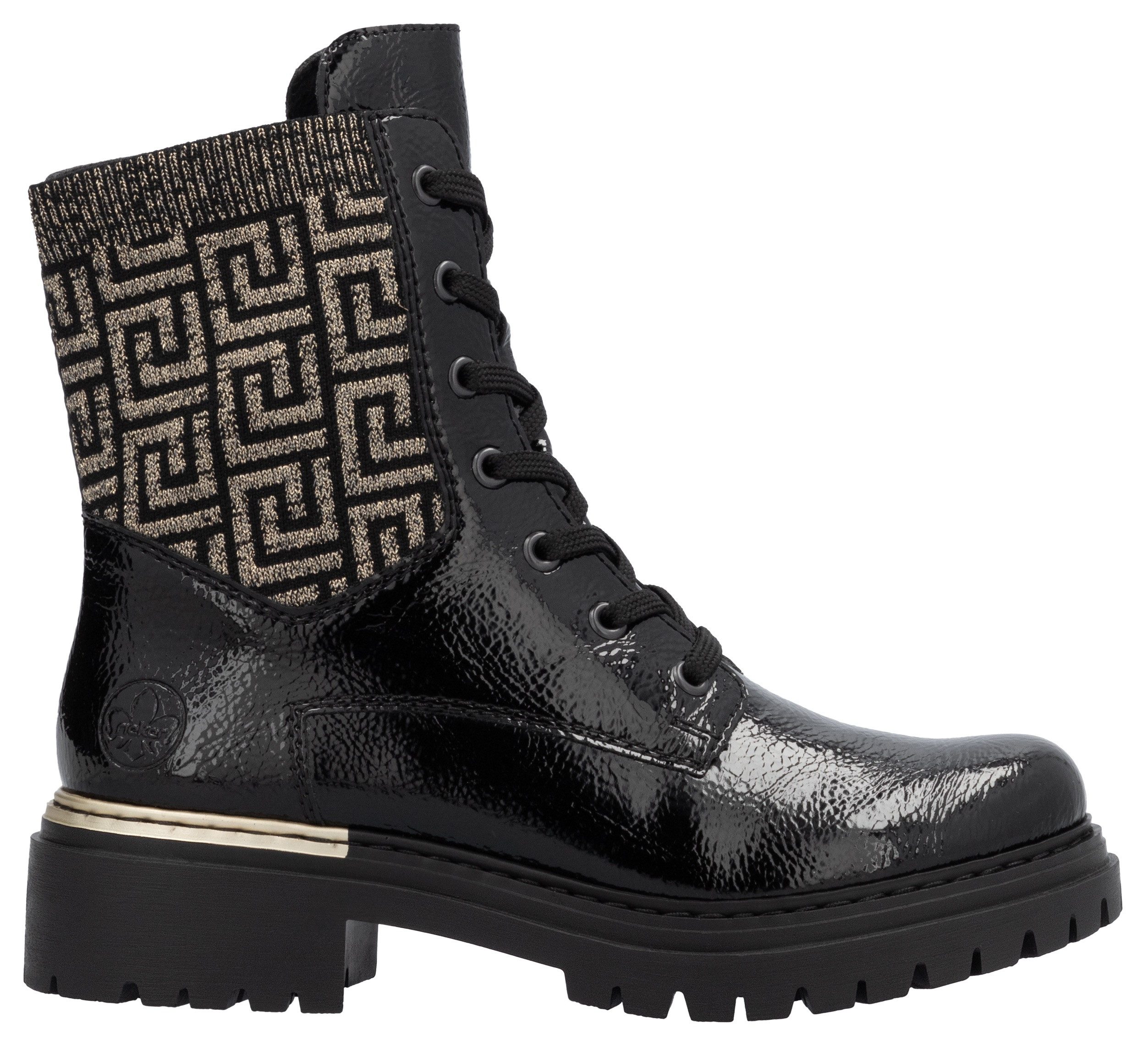 Rieker Veterschoenen enkellaars, hakken, met textielinzet aan de schacht