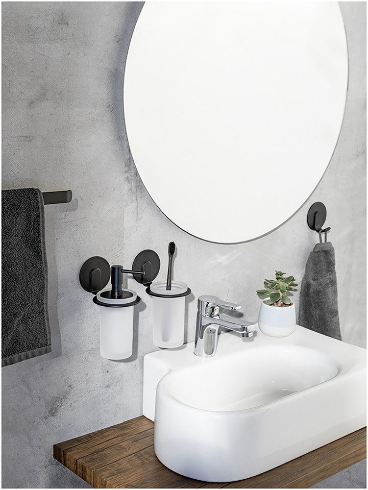 WENKO Wandhaak Turbo-Loc® model Uno Bivio Plakhaak van aluminium voor badkamer en gasten-WC, bevestiging zonder boren (set, 3 stuks)