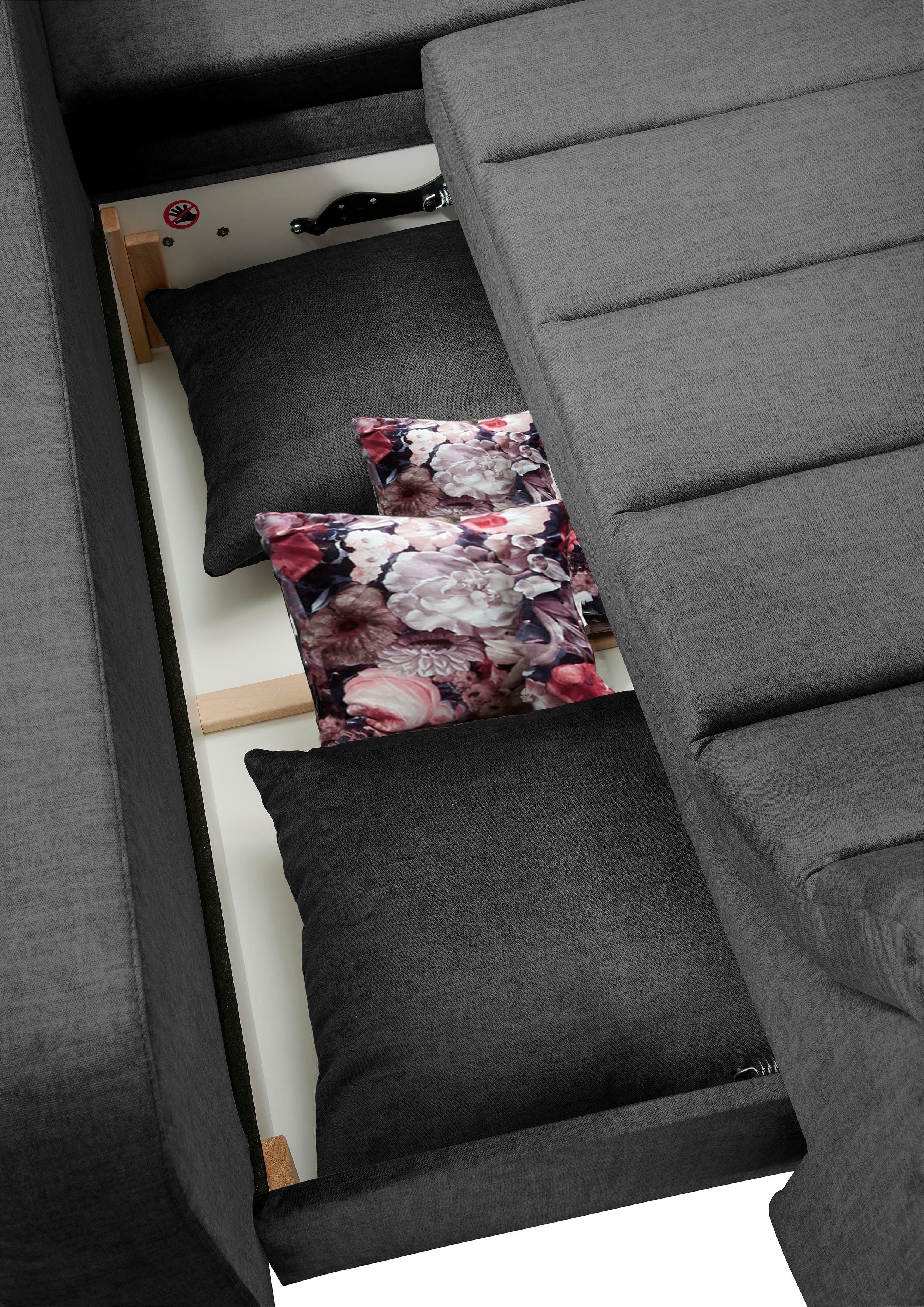 INOSIGN Hoekbank Imola elegant en modern, actuele stiksels in de zitting, comfortabel, L-vorm