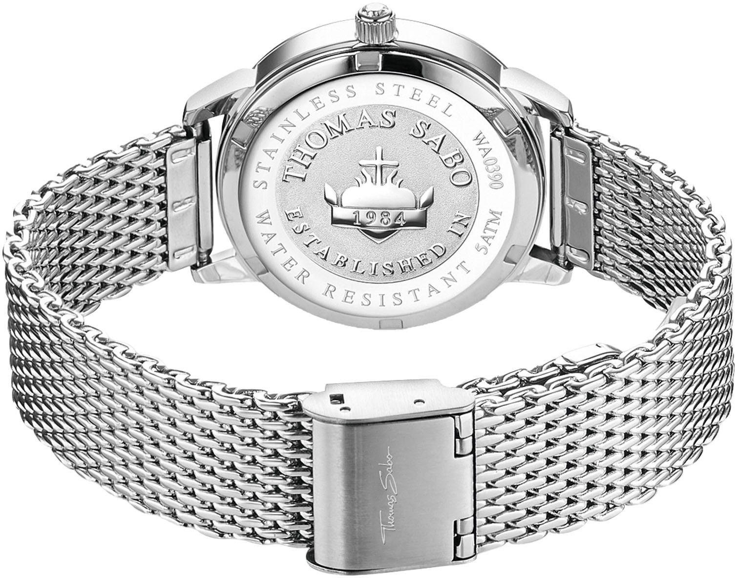 THOMAS SABO Kwartshorloge Horloge, dameshorloge, stalen band, analoog, saffiercoating