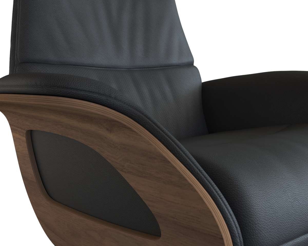 FLEXLUX Relaxfauteuil Clement praktische elektrische fauteuil Maat M, elektrische rug- en voetensteun, accu, armleuning Walnoot, zwarte poot