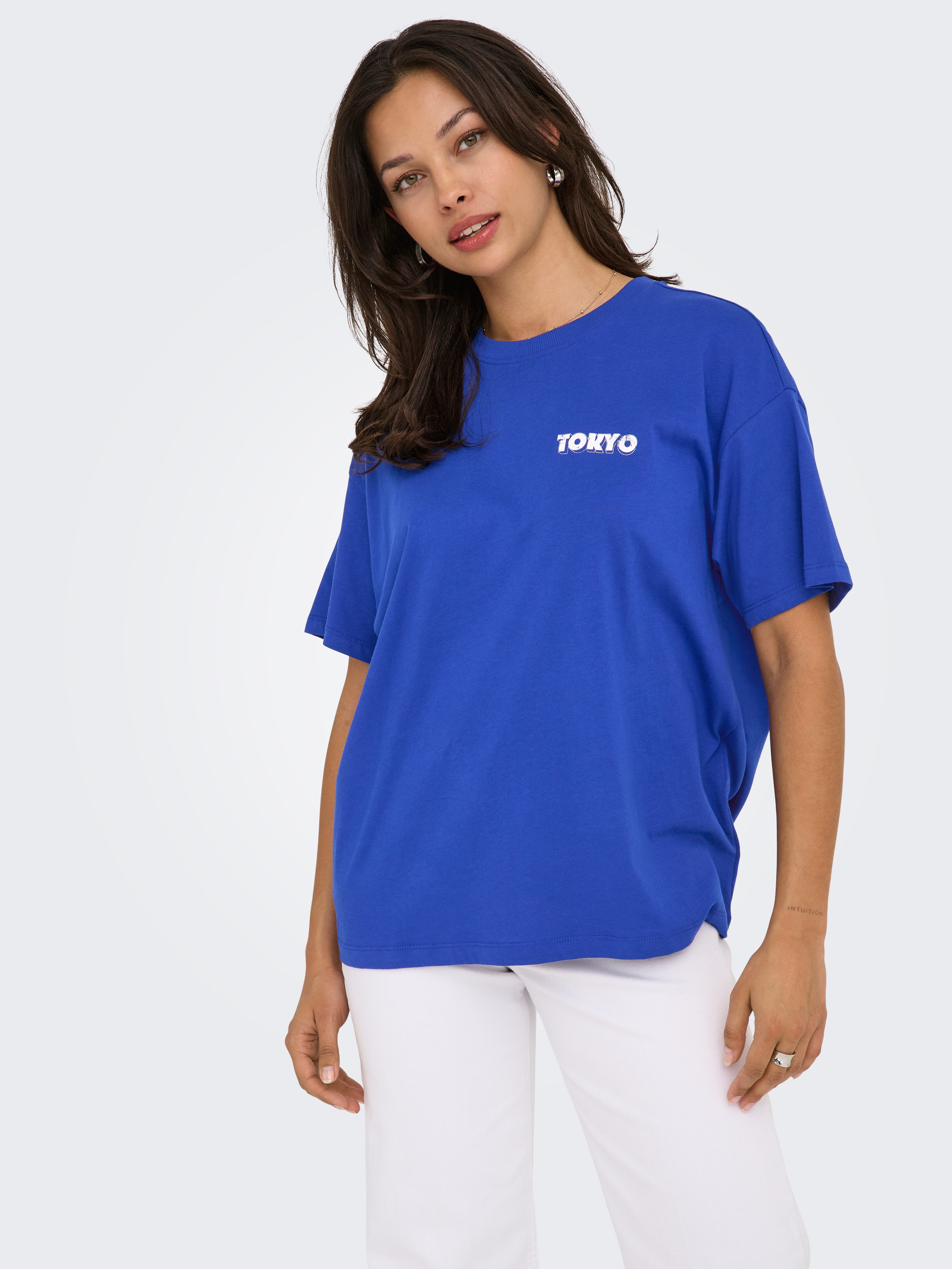 Only Shirt met korte mouwen ONLVIVVI LIFE S/S LOVELY TOP JRS dames t-shirts maat S (36) blauw