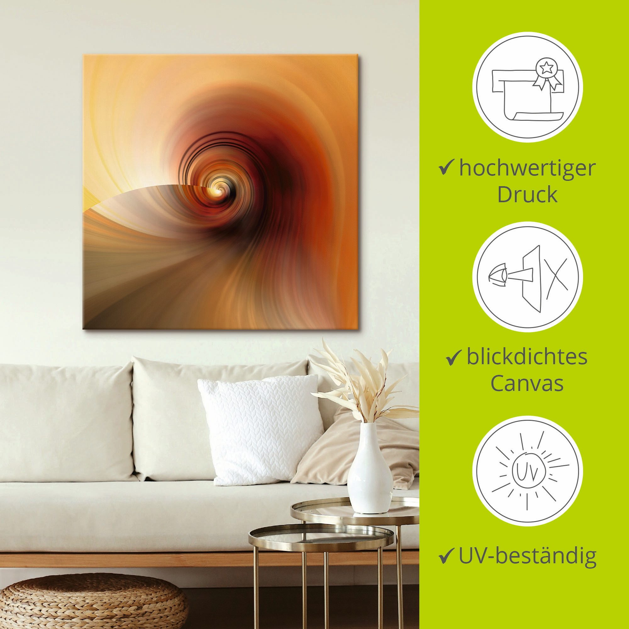 Artland Artprint op linnen Abstract in crème gespannen op een spieraam