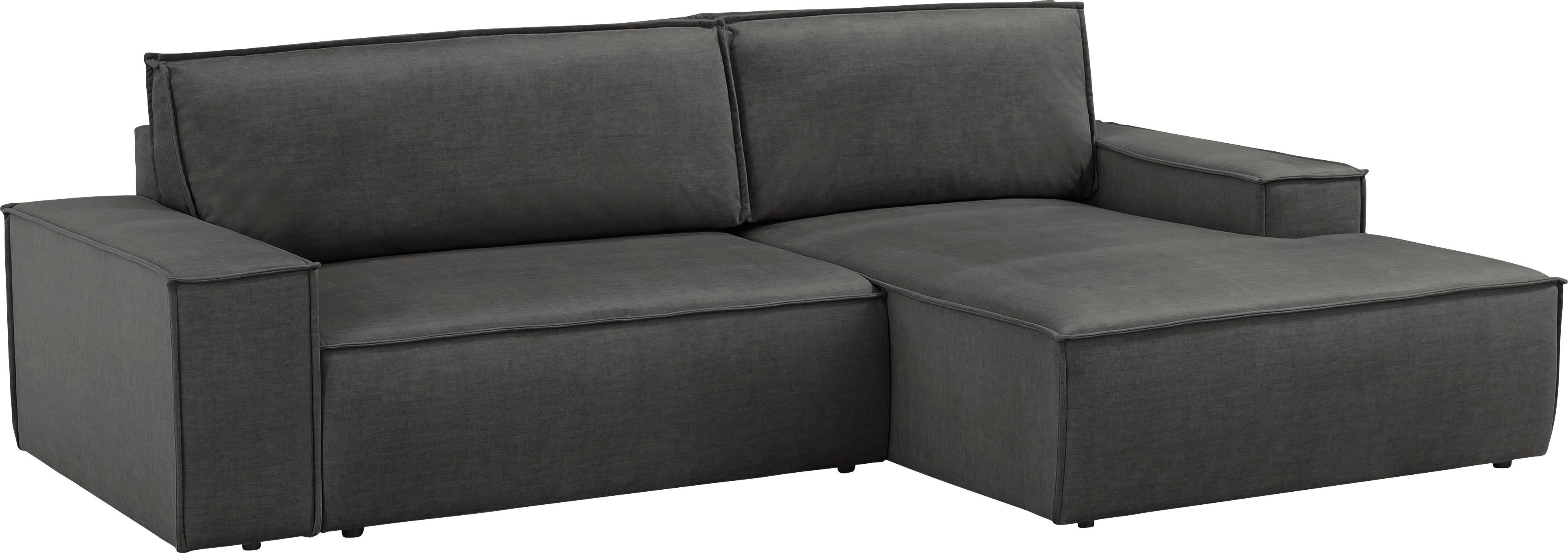 Home affaire Hoekbank SHERWOOD bedbank 267 cm, L-model, Slaapfunctie met bedlade (210x136 cm), cord, vintage, fluweel