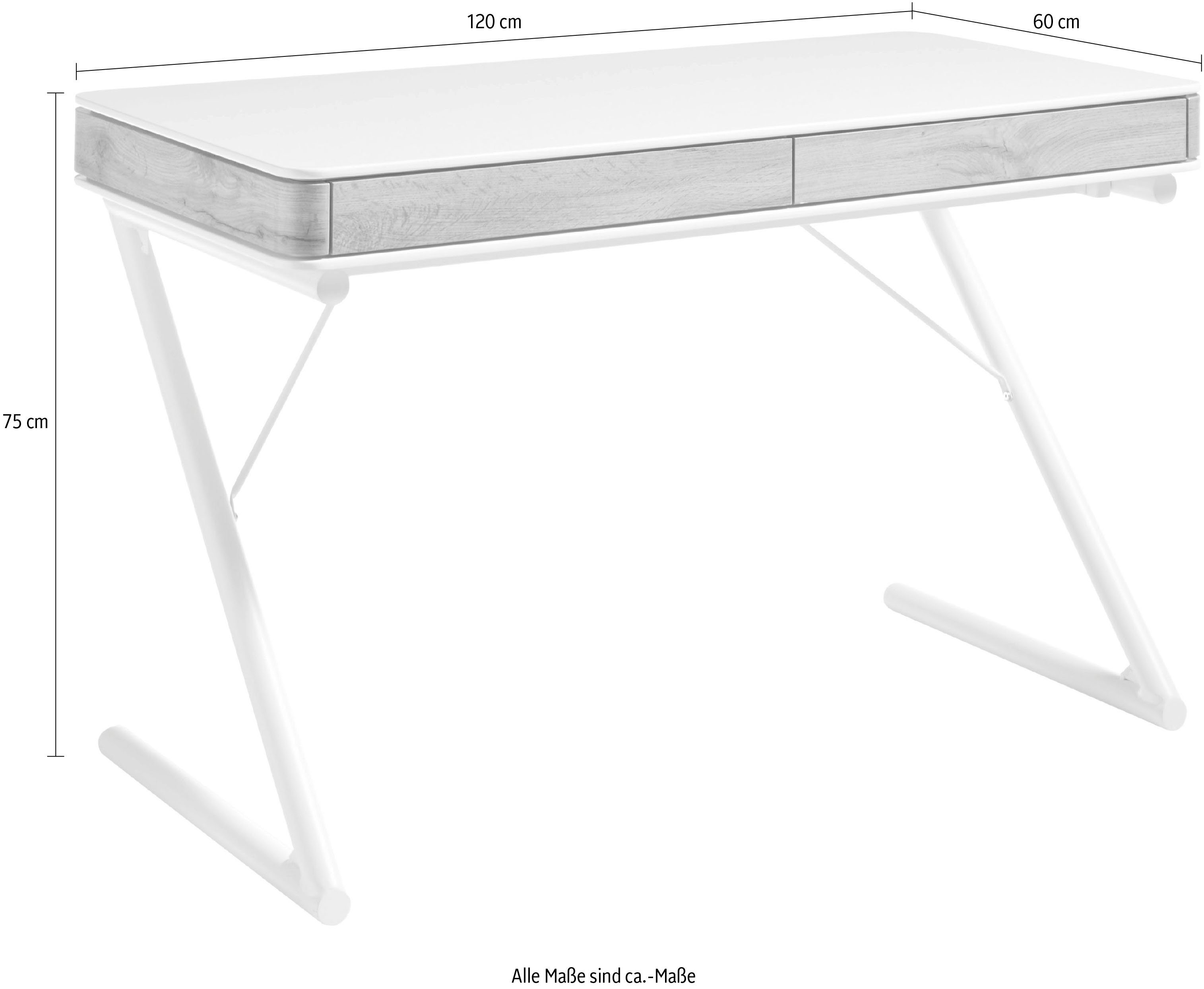 MCA furniture Bureau Boekarest matwit met laden, breedte 120 cm