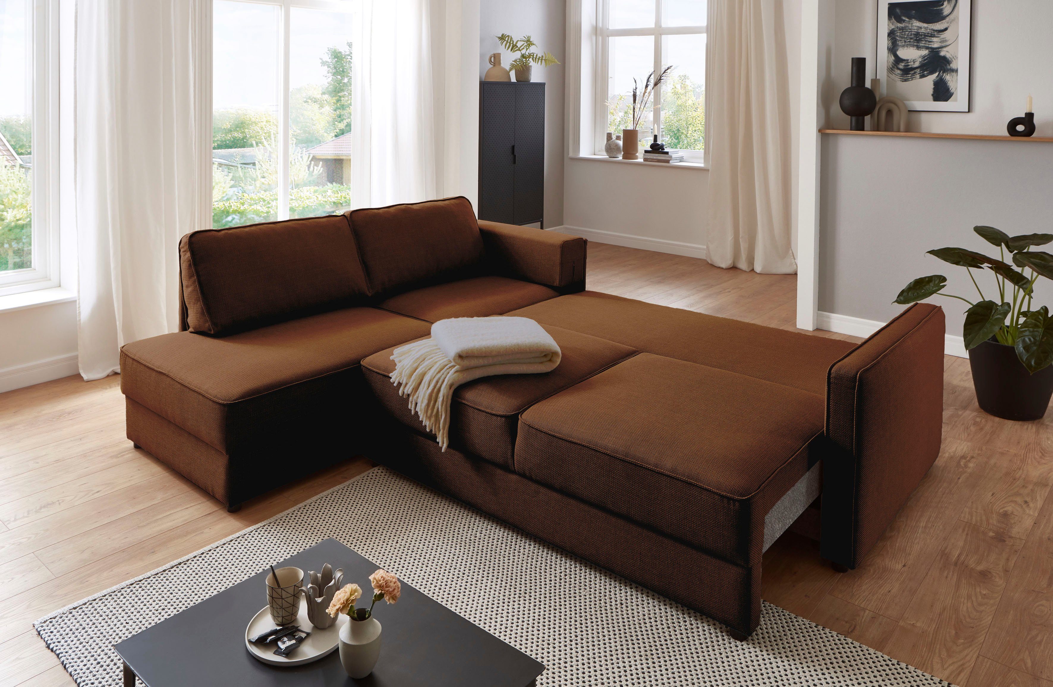 ATLANTIC home collection Slaapbank Chill Hoekbank met slaapfunctie en bedlade