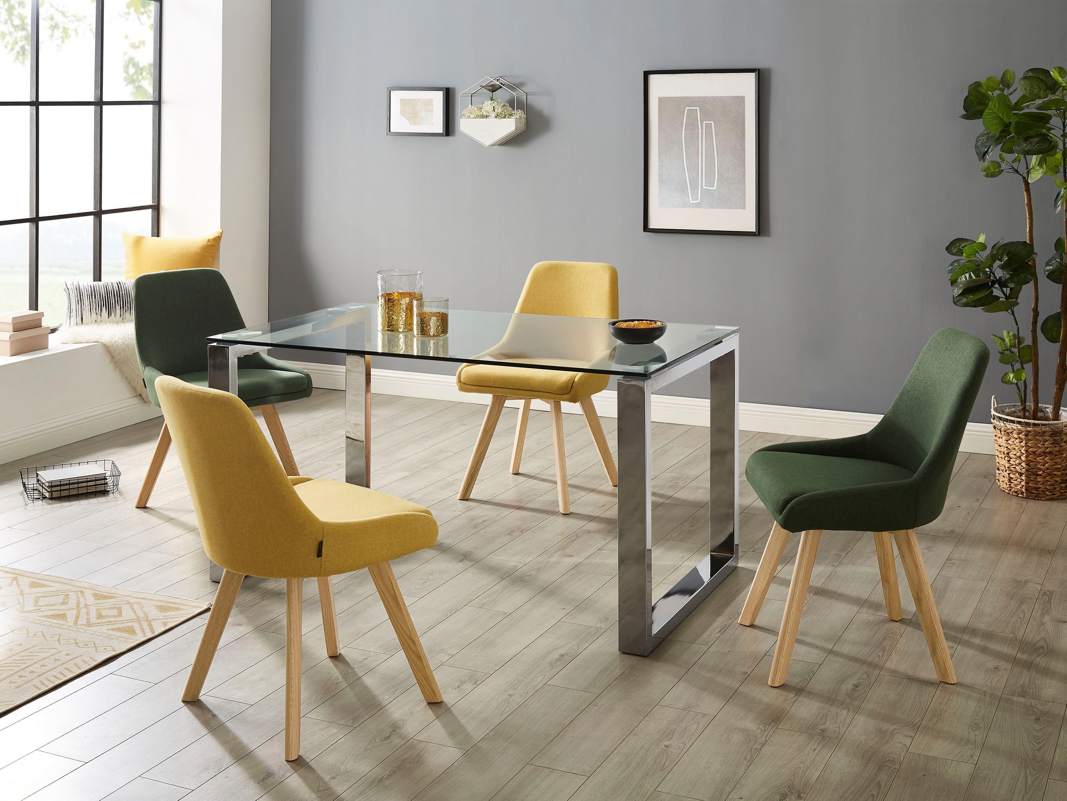 INOSIGN Eetkamerstoel Dilla, TOPSELLER! in sets van 1 en 2, bekleding van geweven stof, zithoogte 48 cm, keukenstoel