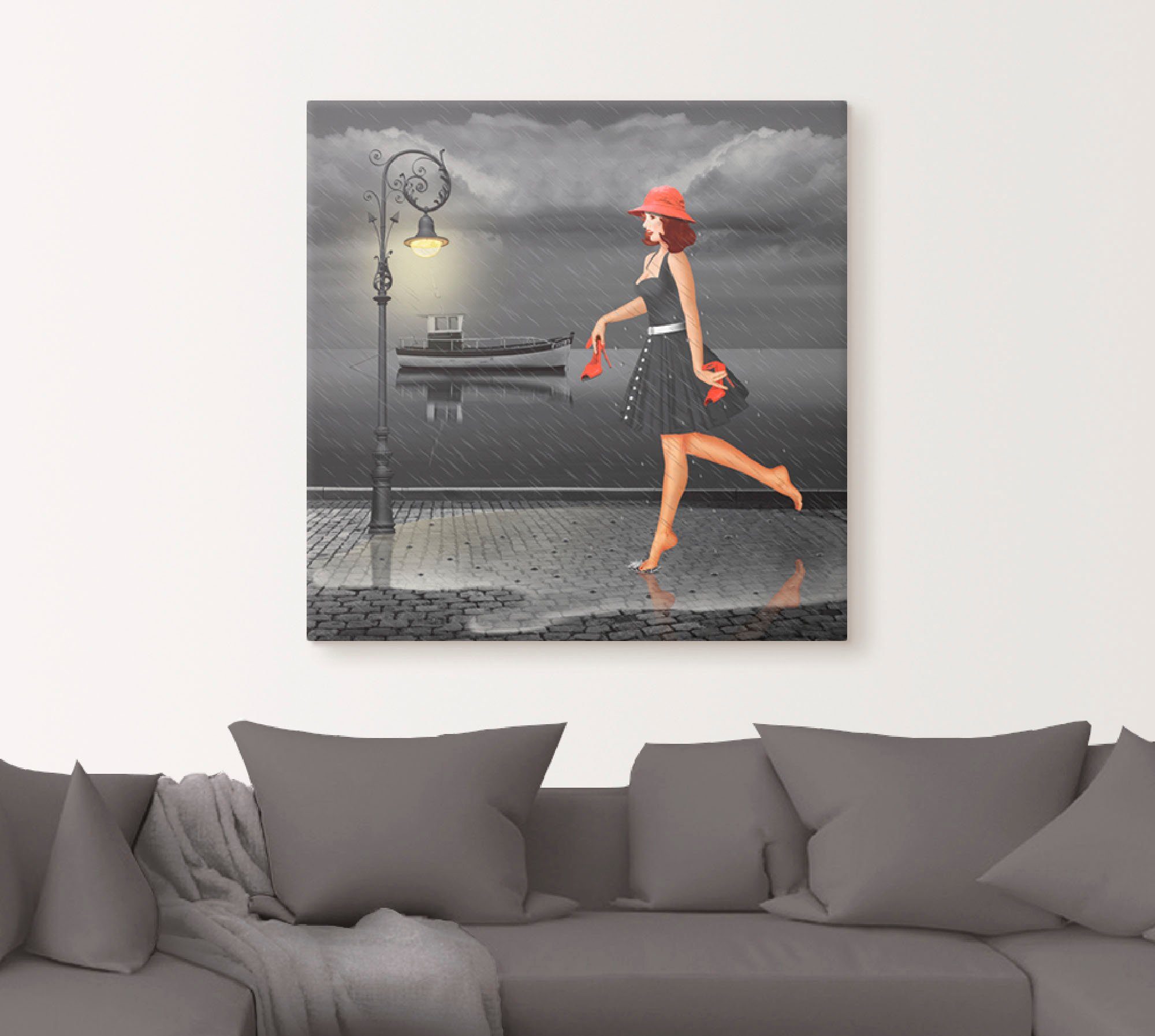 Artland Artprint Dansen in de regen als artprint op linnen, poster in verschillende formaten maten