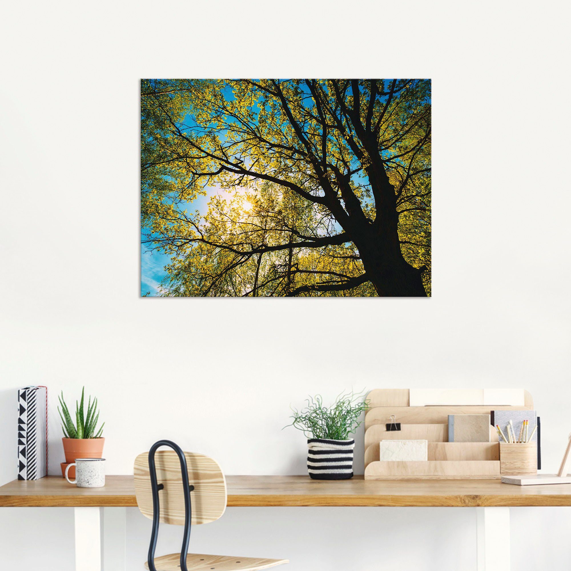 Artland Artprint op linnen Lentezon door boomkruin gespannen op een spieraam