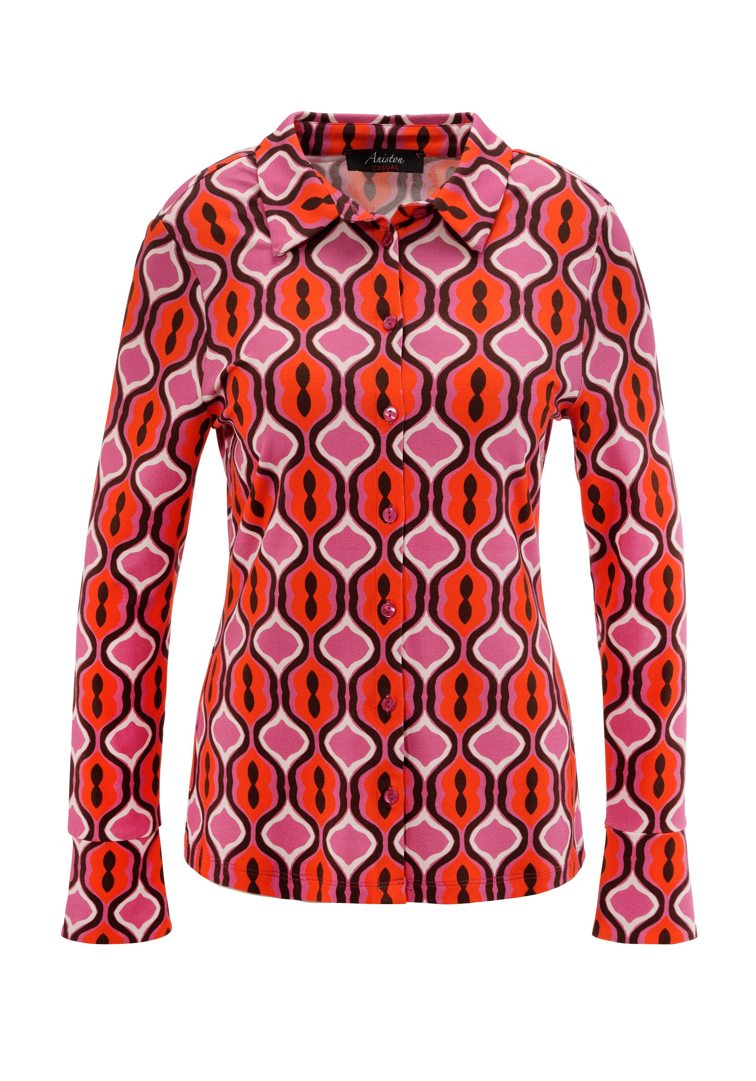 Aniston CASUAL Overhemdblouse met extravagante kleurrijke retro-patroon