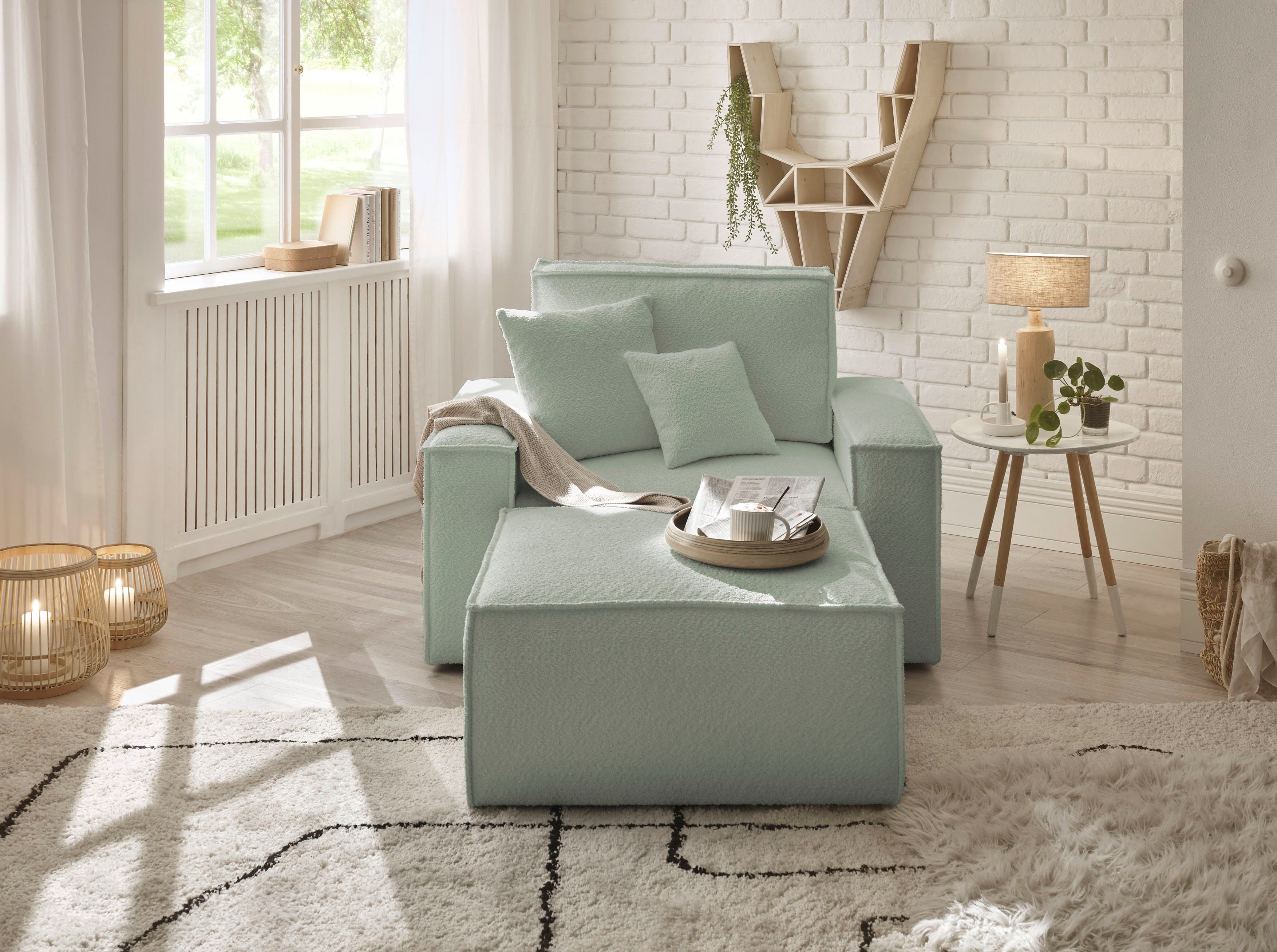 andas Loveseat Finnley Loveseat en hocker als set, passend bij de bekleding-serie Finnley (2-delig)