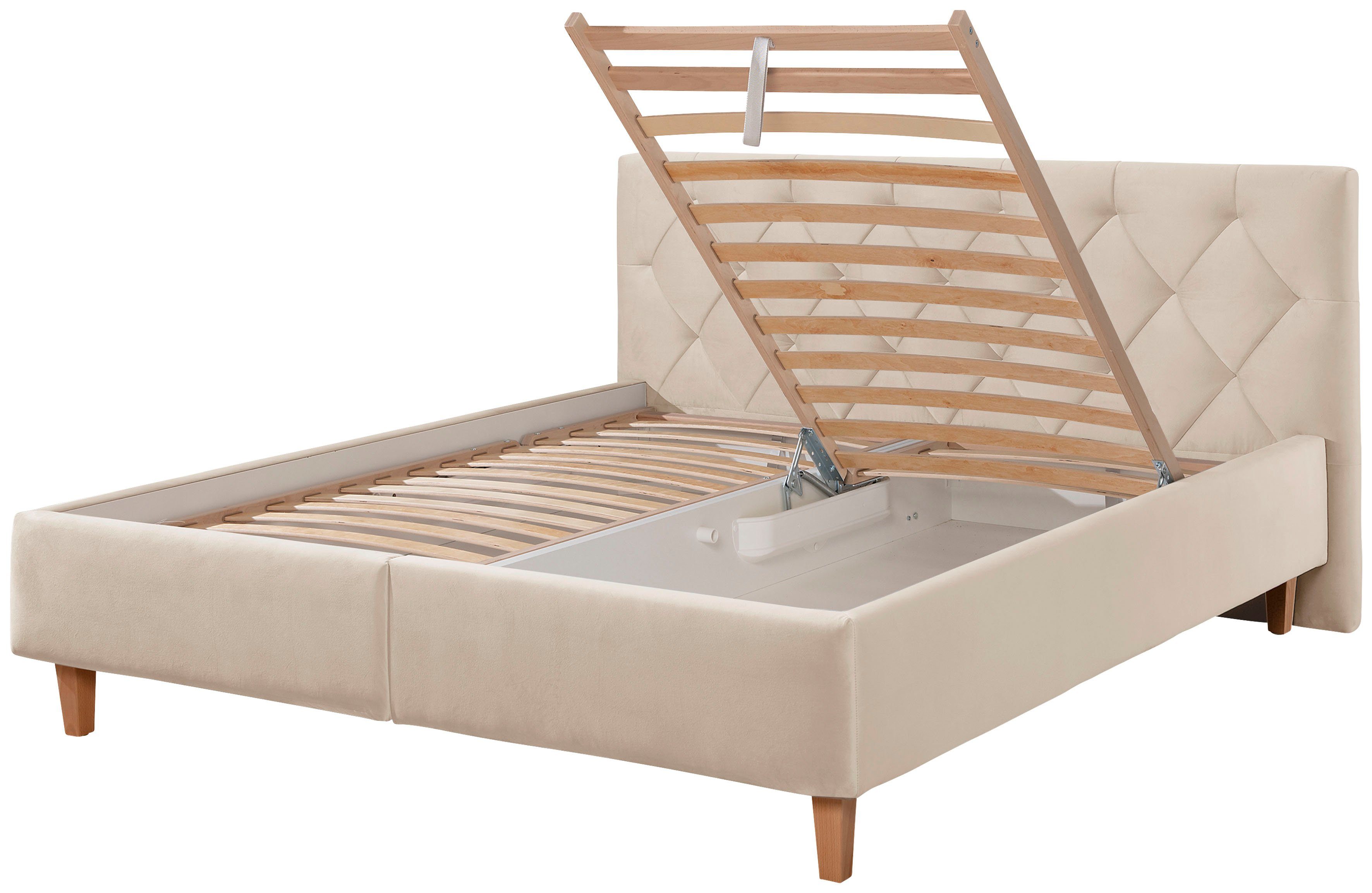 Guido Maria Kretschmer Home&Living Gestoffeerd bed Sunley 100 Kruisstiksel, hoofdbordhoogte 102 cm, zonder of met matras/lattenbodem
