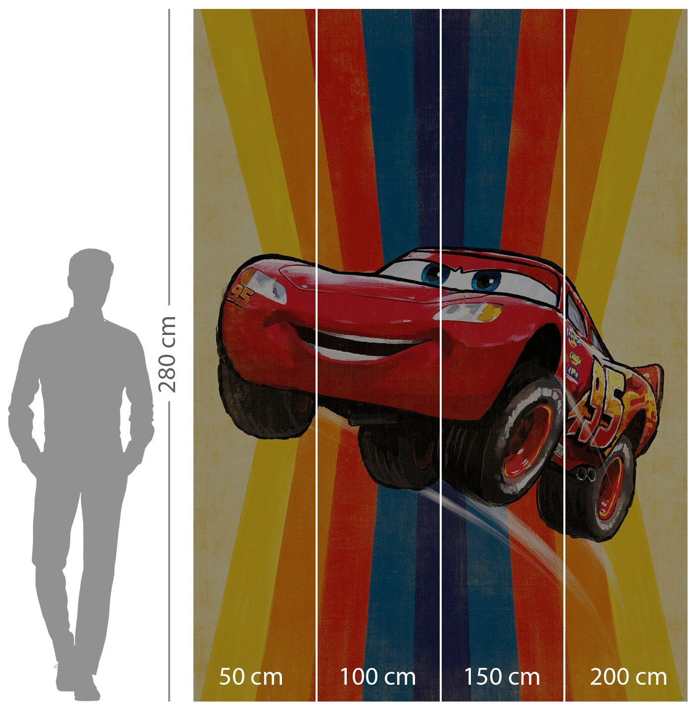 Komar Vliesbehang Digitale print vlies - Cars Jump - Afmeting 200 x 280 cm