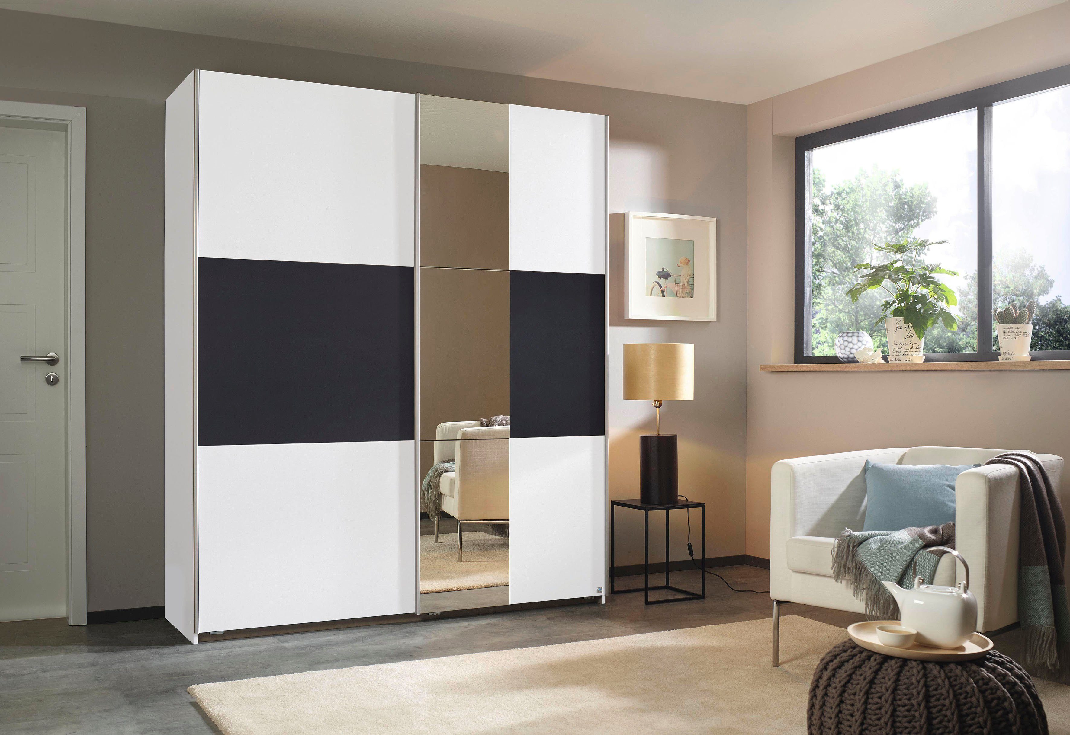 rauch Zweefdeurkast Kledingkast kast garderobe ASTANA met soepel lopende deuren inclusief 2 stoffen dozen en metalen grepen topseller made in germany