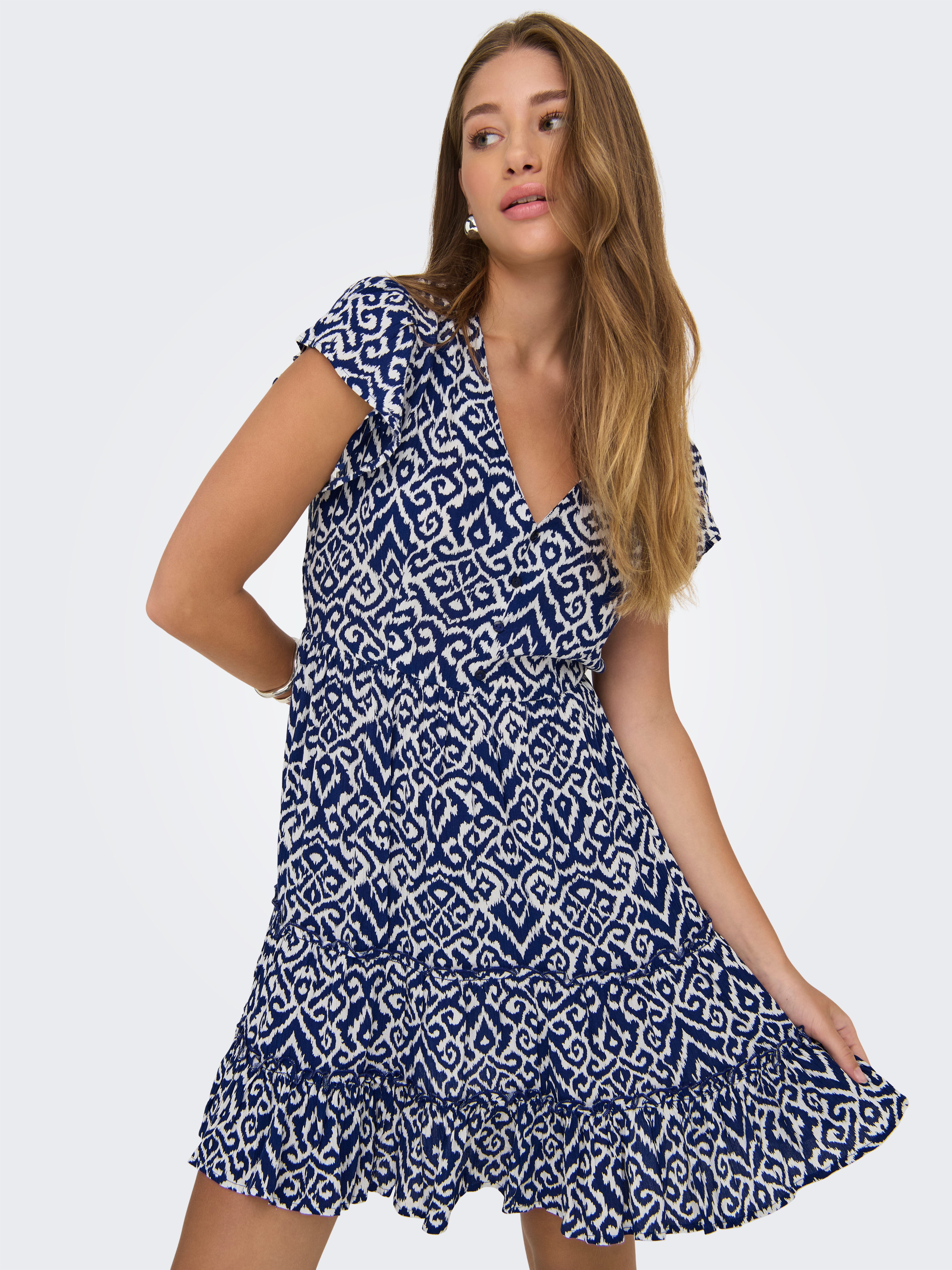 Only Mini-jurk ONLCLAUDETTE LIFE SS MINI DRESS WVN NOOS