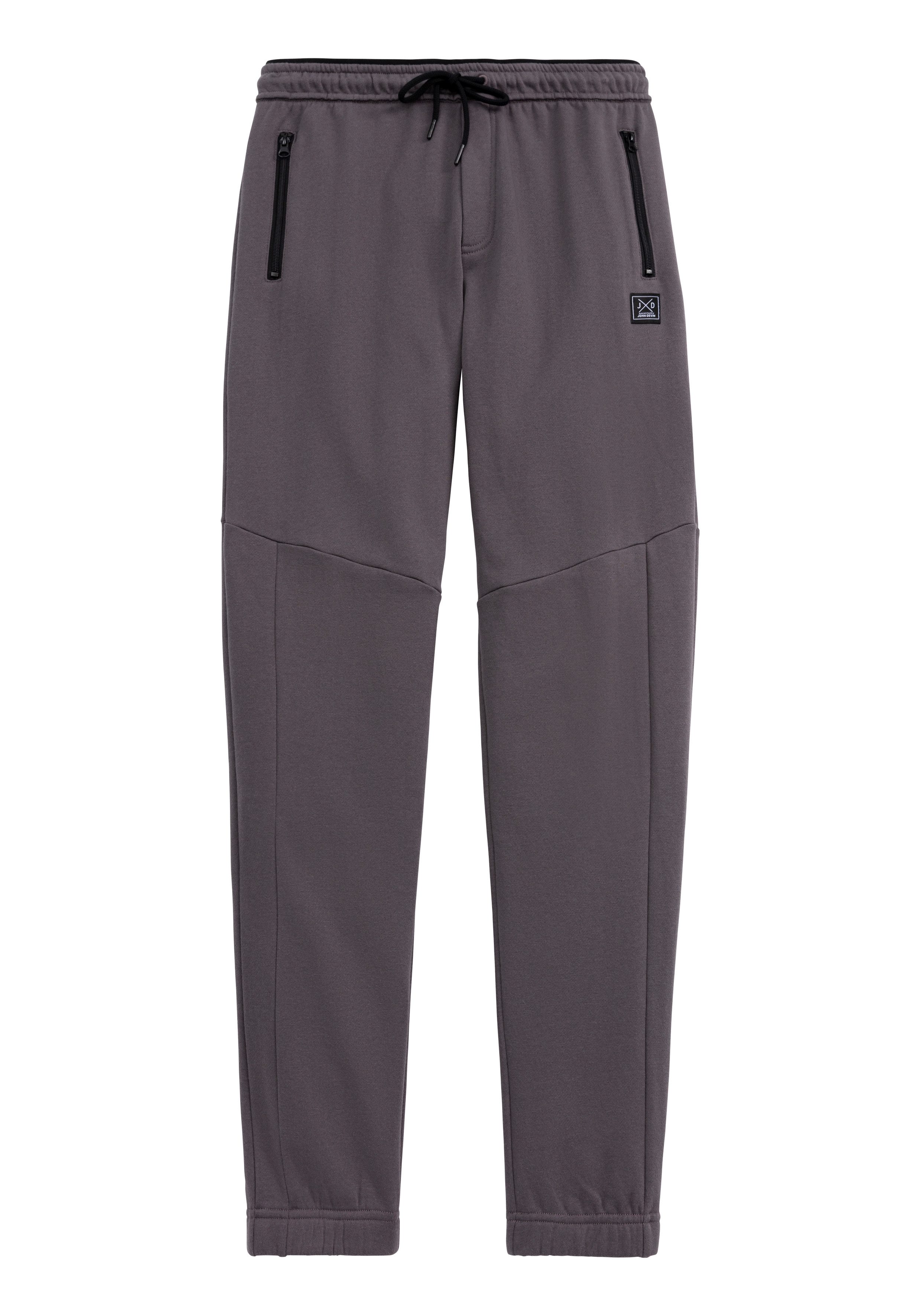 John Devin Sweatbroek Joggingbroek met zijzakken en bindband van katoenmix