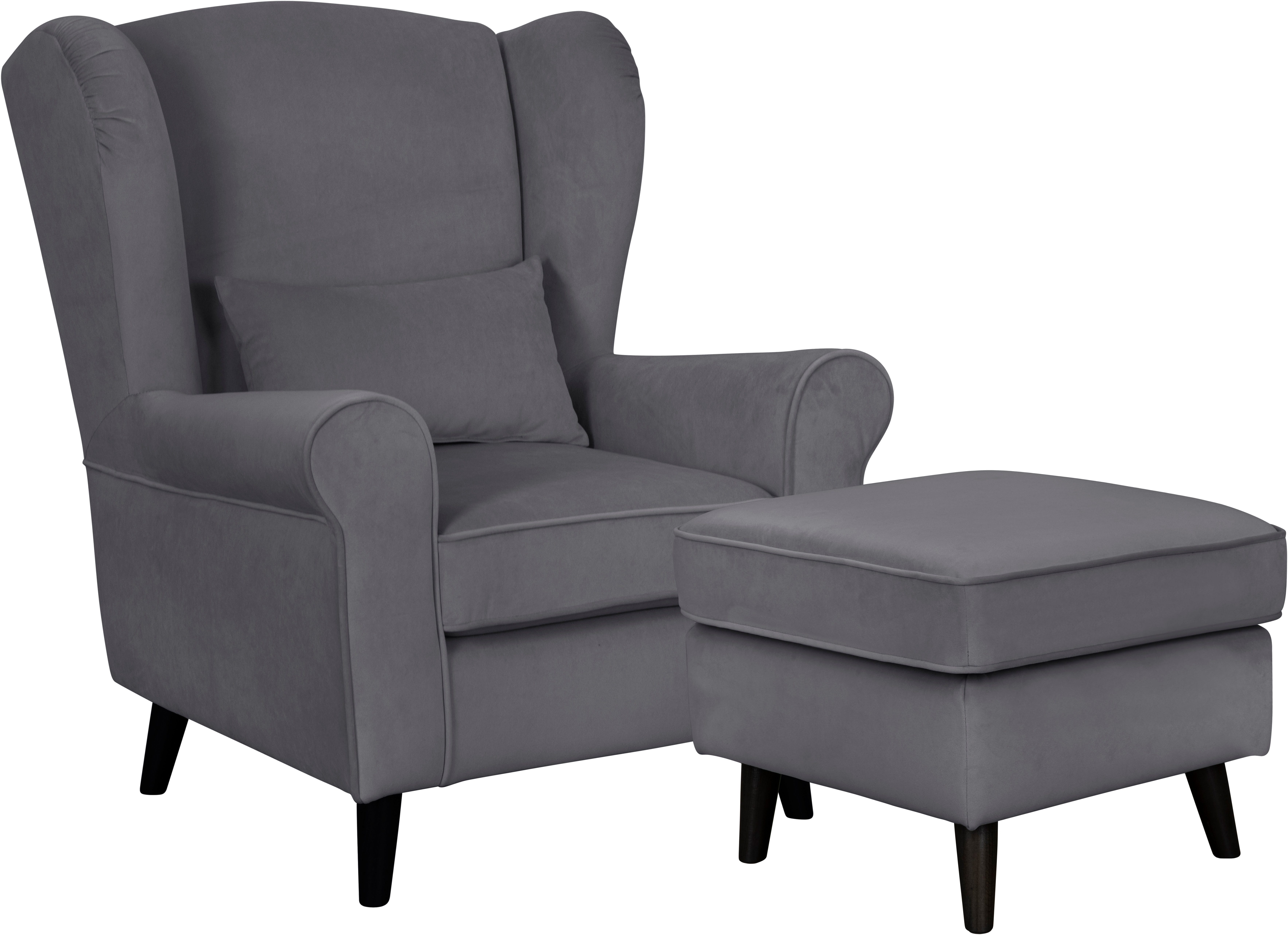 Home affaire Fauteuil Ohrensessel CHISTELLE, optioneel met poef met golfondersteuning, afmetingen: b/d/h: 81/87/99 cm