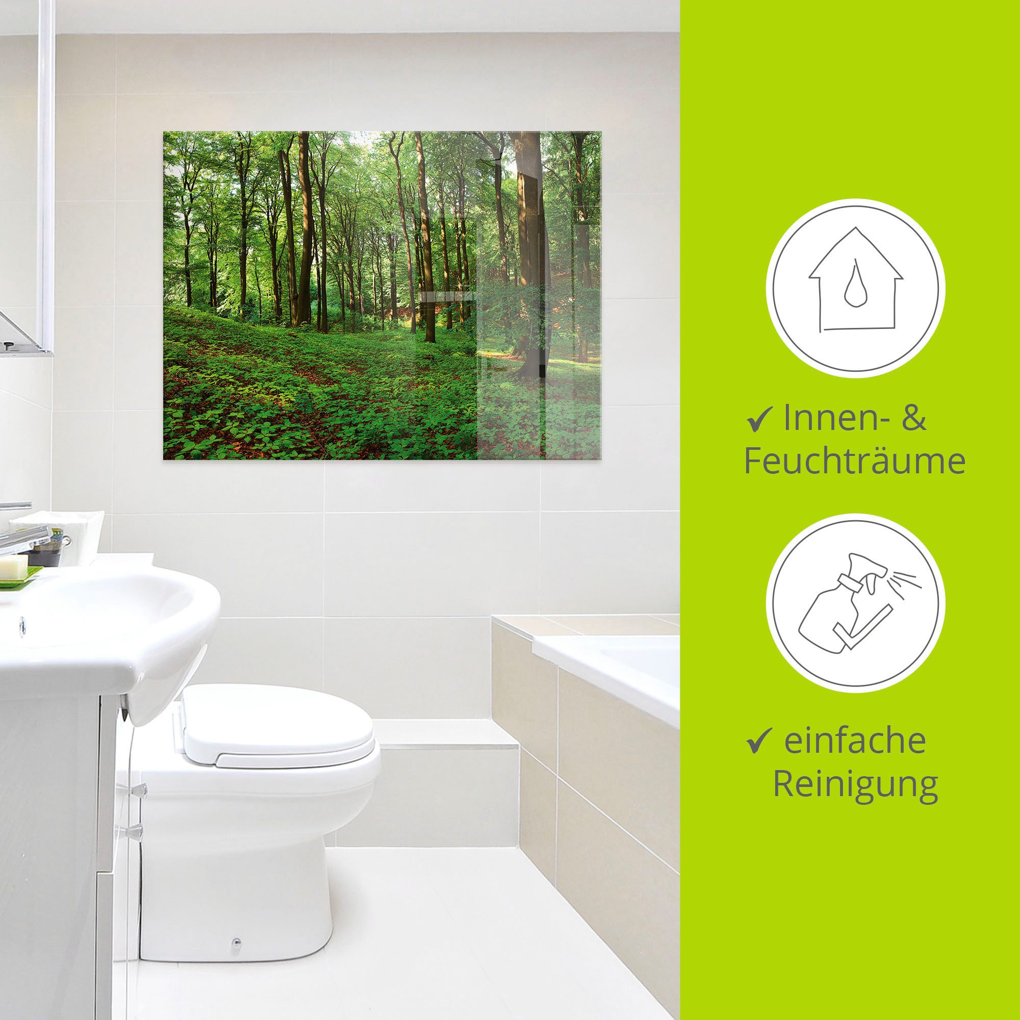 Artland Print op glas Panorama van een groen zomerbos