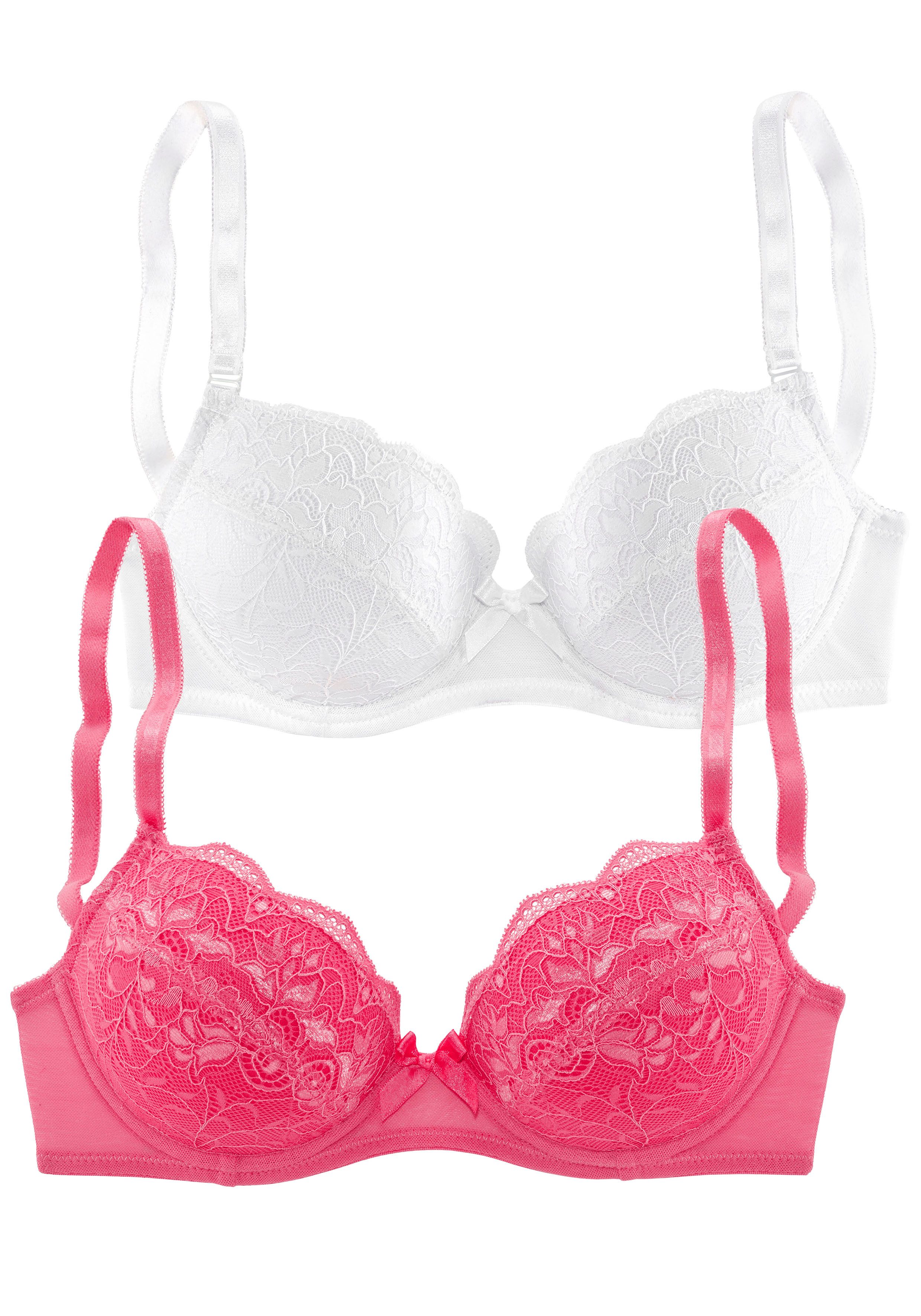 Petite fleur Balconette-bh met leuke kant, dessous (Set van 2)