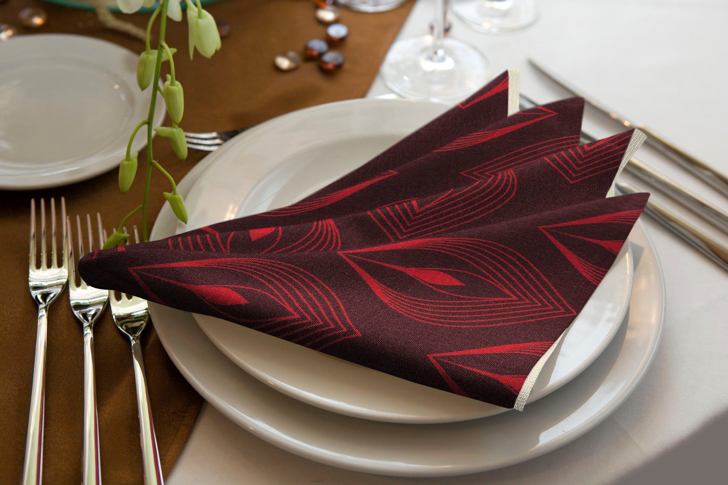 Adam Stoffen servet Feathers GOTS organic, gecertificeerd door CERES 0242 Made in Germany (4 stuks) servetten maat 1 rood