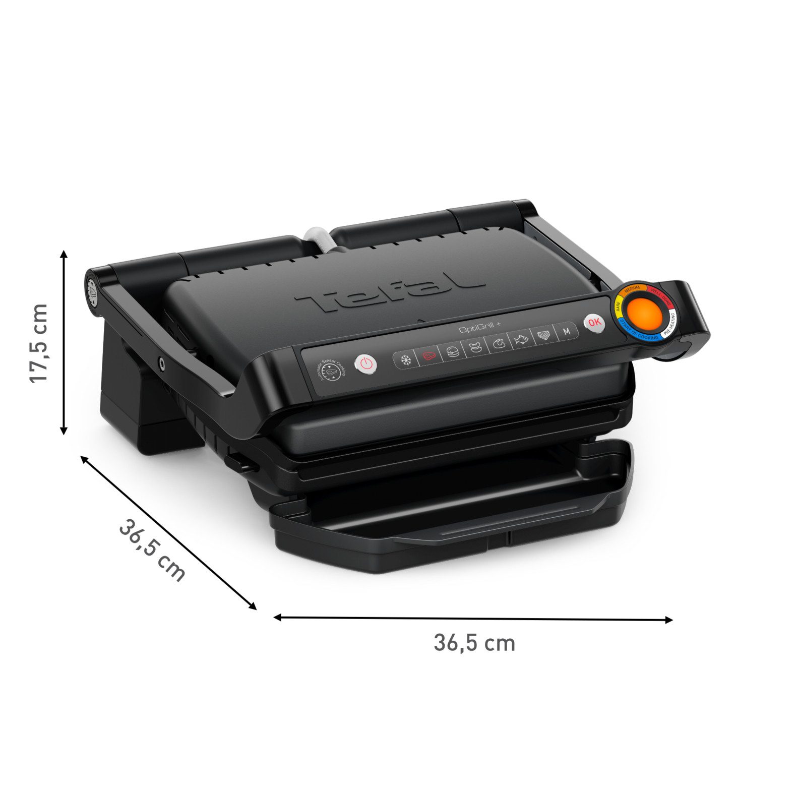 Tefal Contactgrill OptiGrill+, vernieuwde kookniveau-indicator, 6 automatische programma's