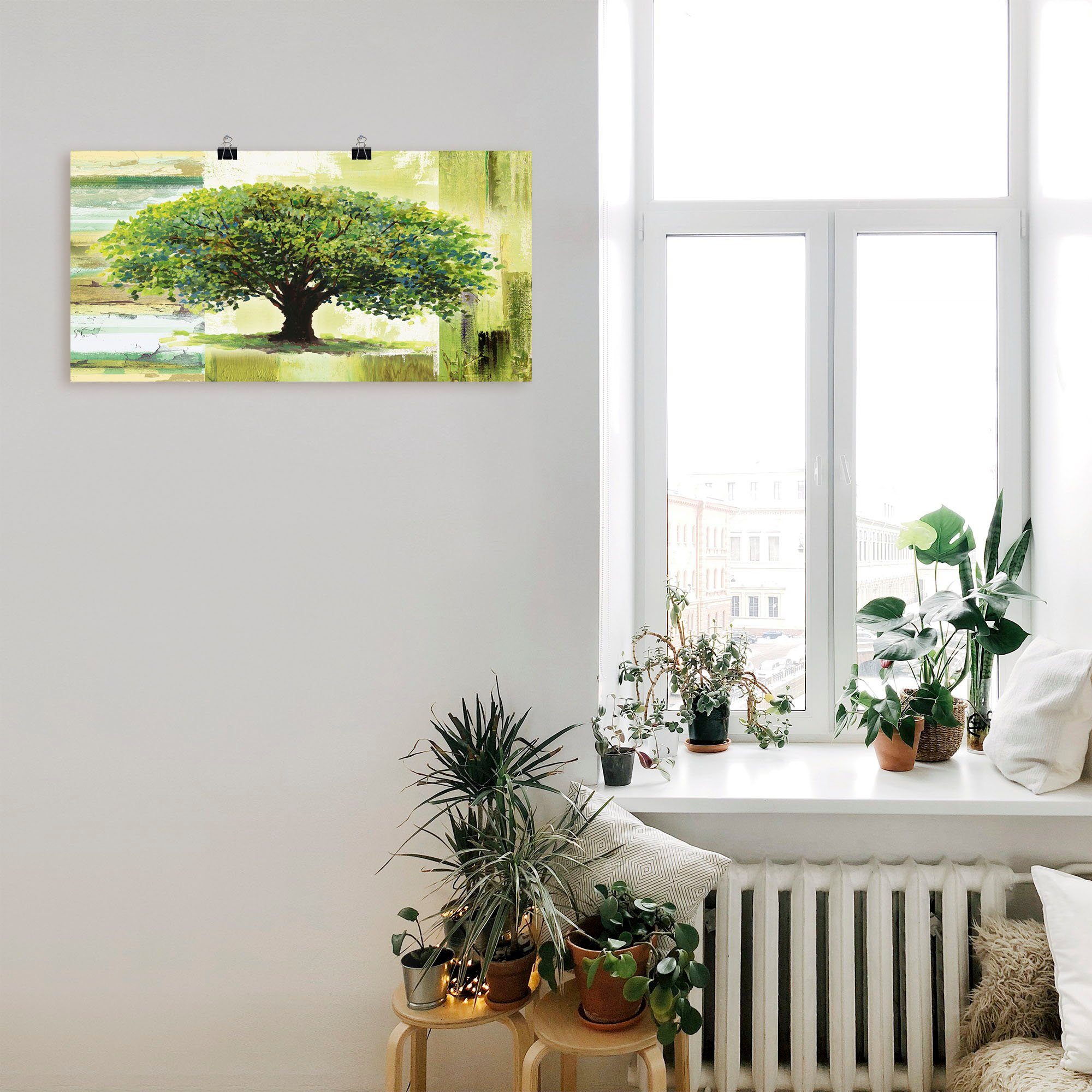 Artland Artprint Voorjaarsboom op abstracte achtergrond als artprint van aluminium, artprint voor buiten, artprint op linnen, poster in verschillende maten. maten
