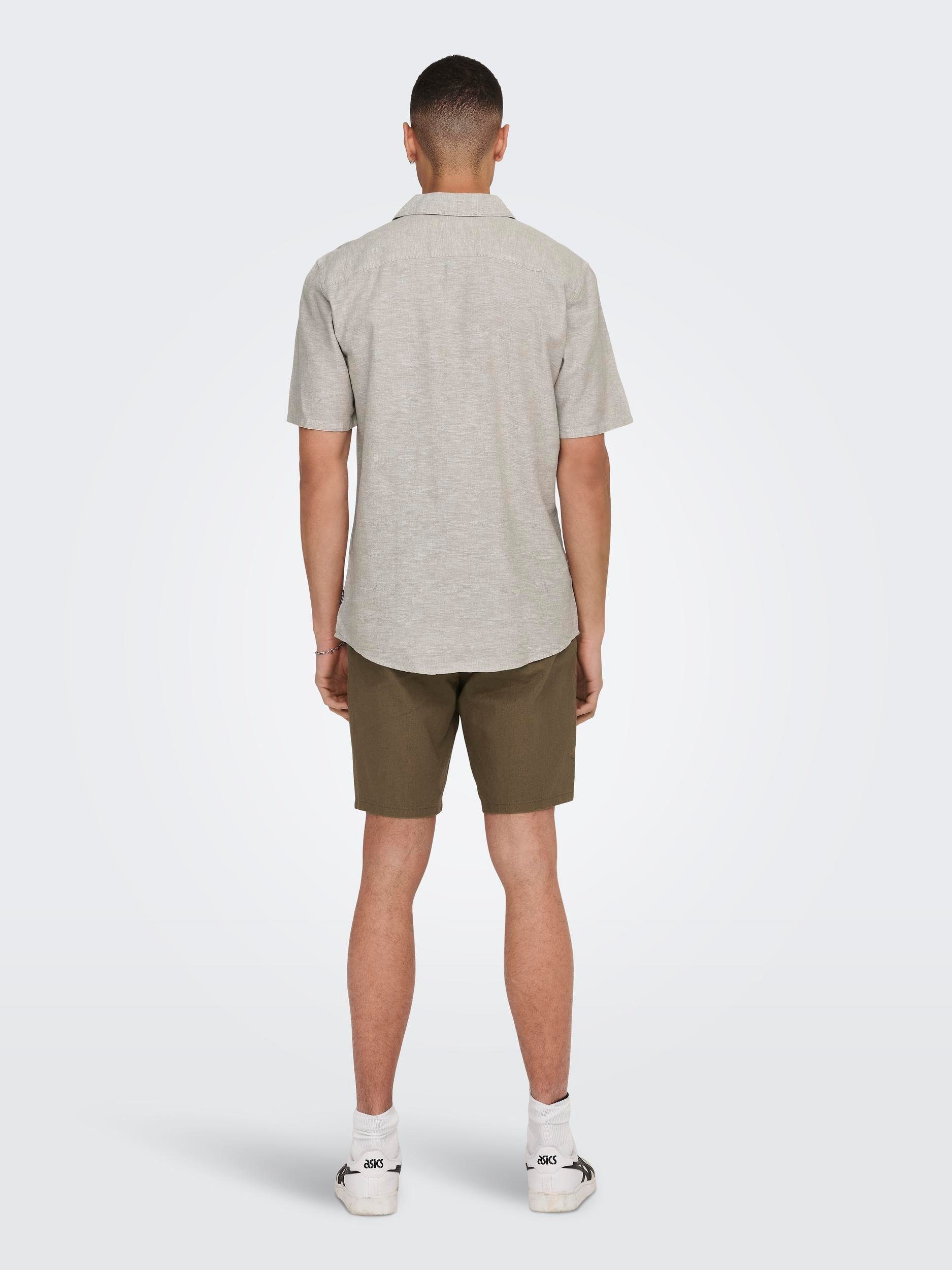 ONLY & SONS Overhemd met korte mouwen ONSCAIDEN SS SOLID RESORT LINEN NOOS