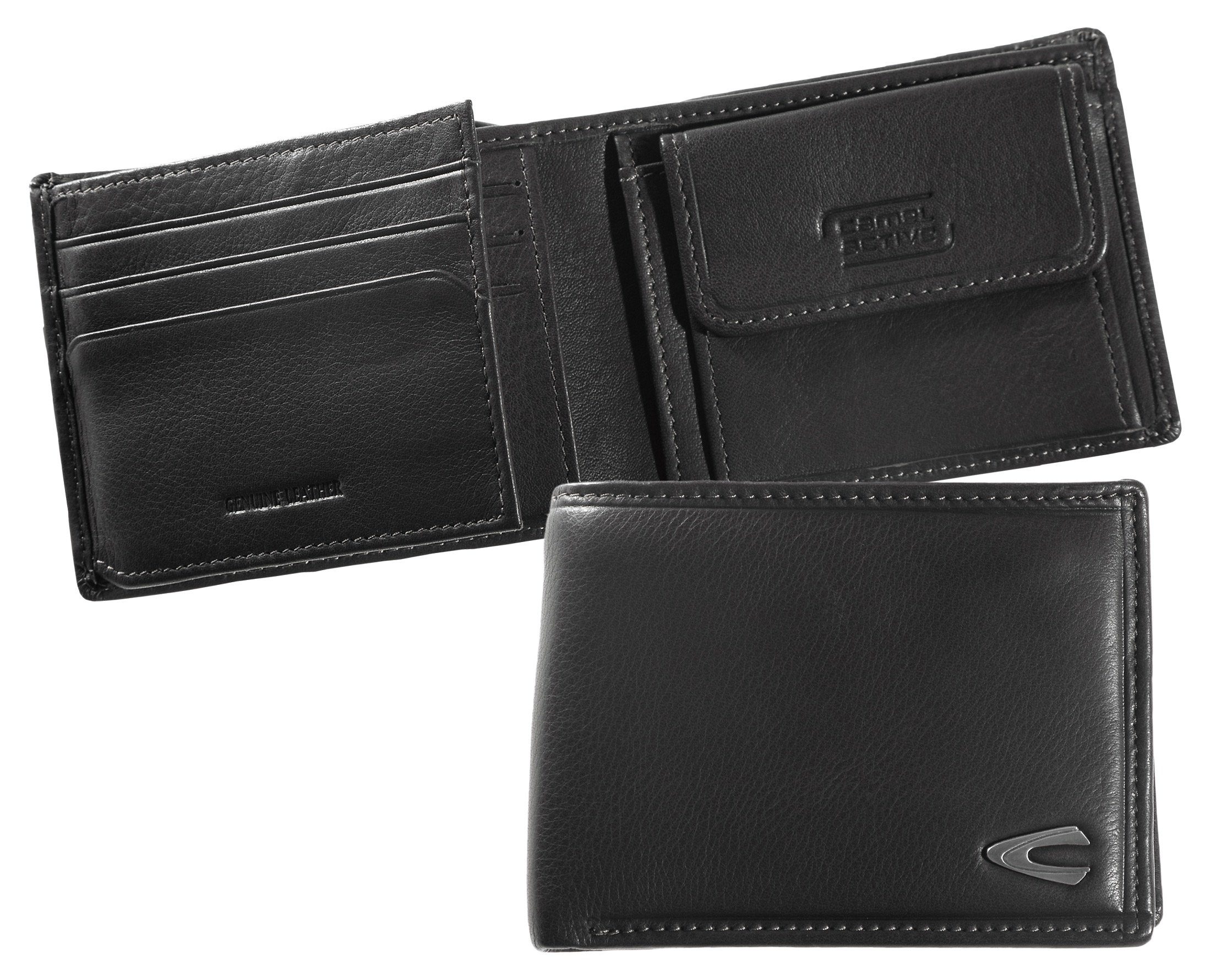 camel active Portemonnee Vegas van hoogwaardig rundleer met metalen logo