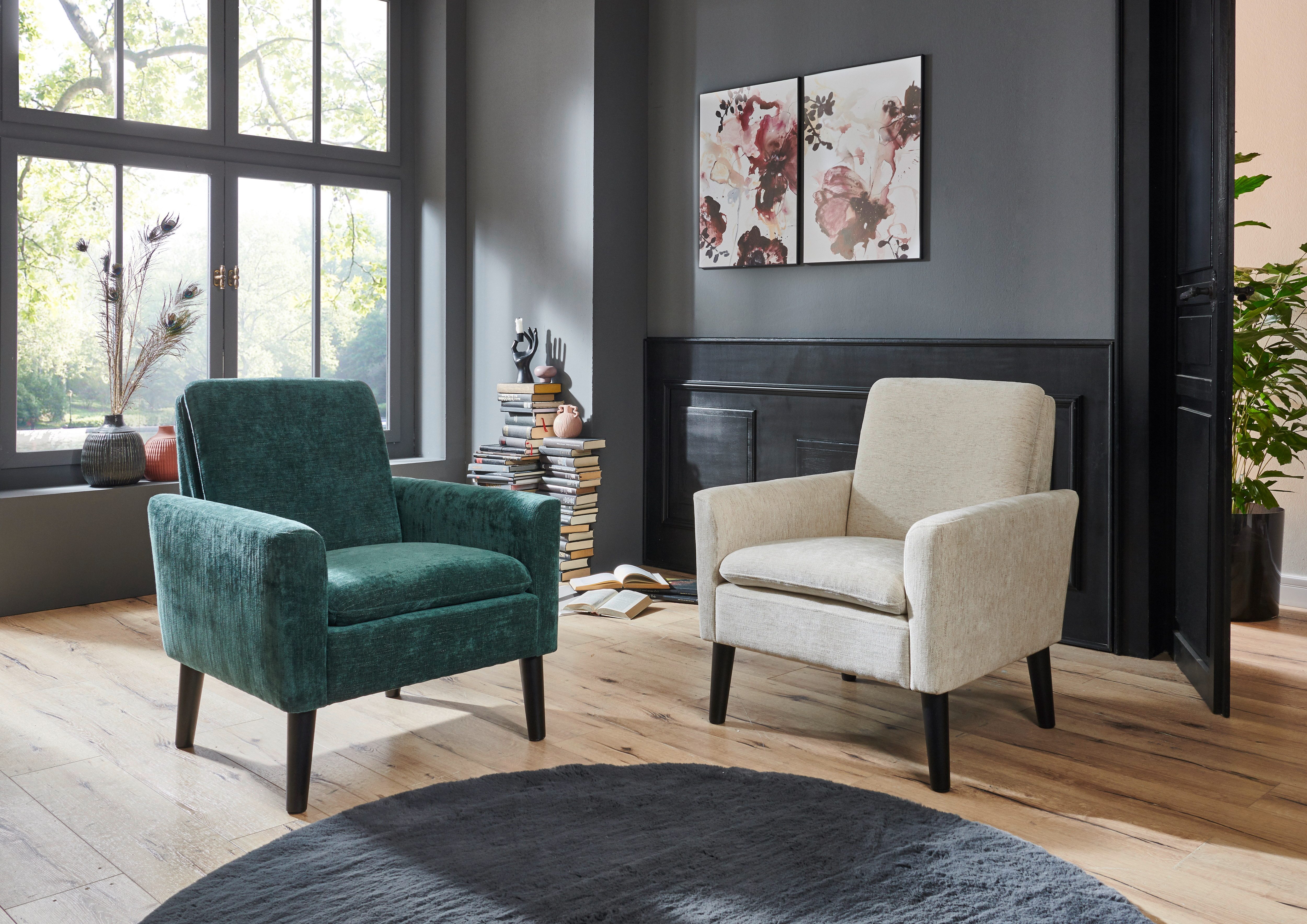 ATLANTIC home collection Fauteuil Kimmy met chenillebekleding, vrij plaatsbaar, hoog zitcomfort