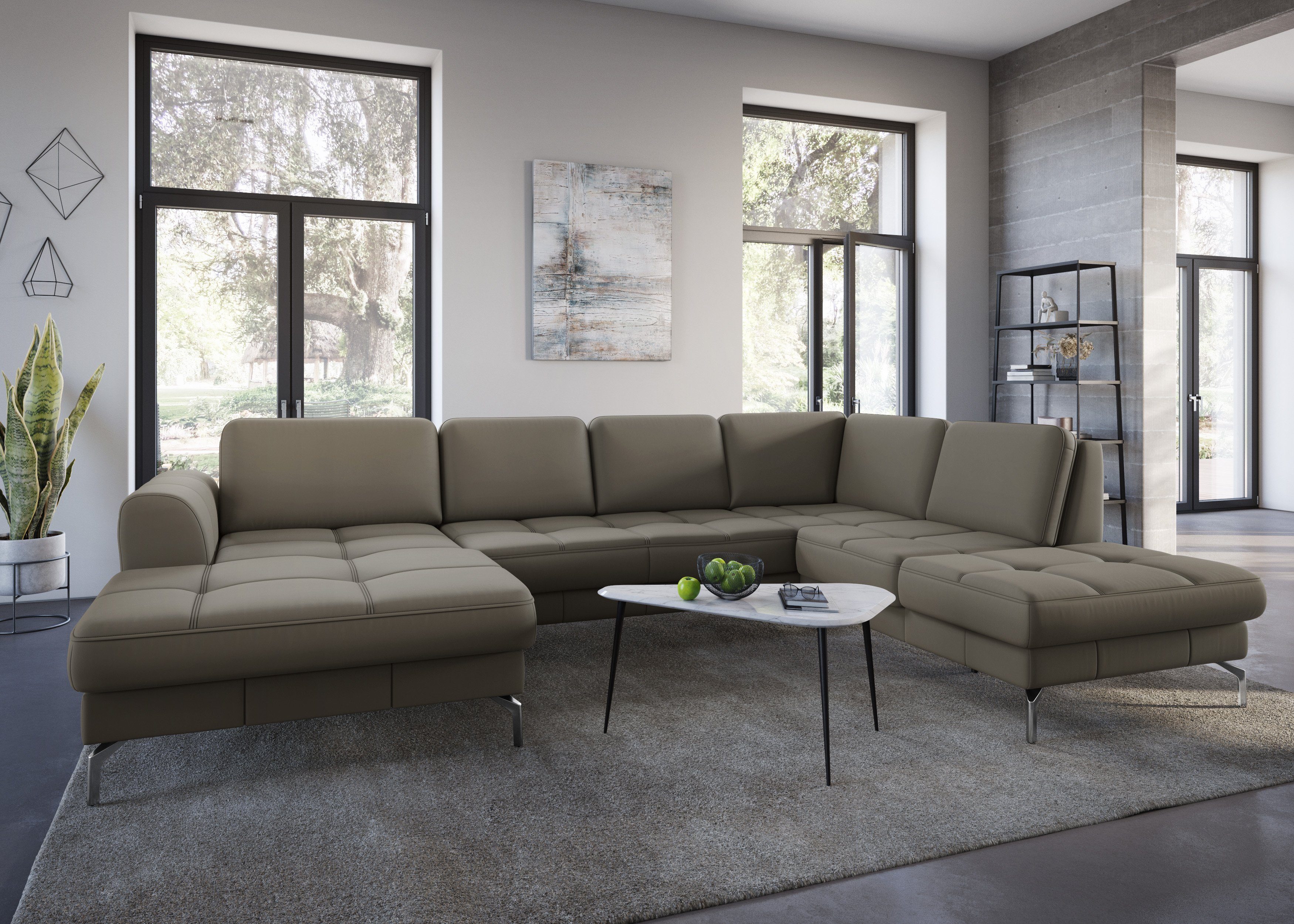sit&more Zithoek Bendigo U-vorm inclusief zitdiepteverstelling, bodemvrijheid 15 cm, in 2 pootkleuren